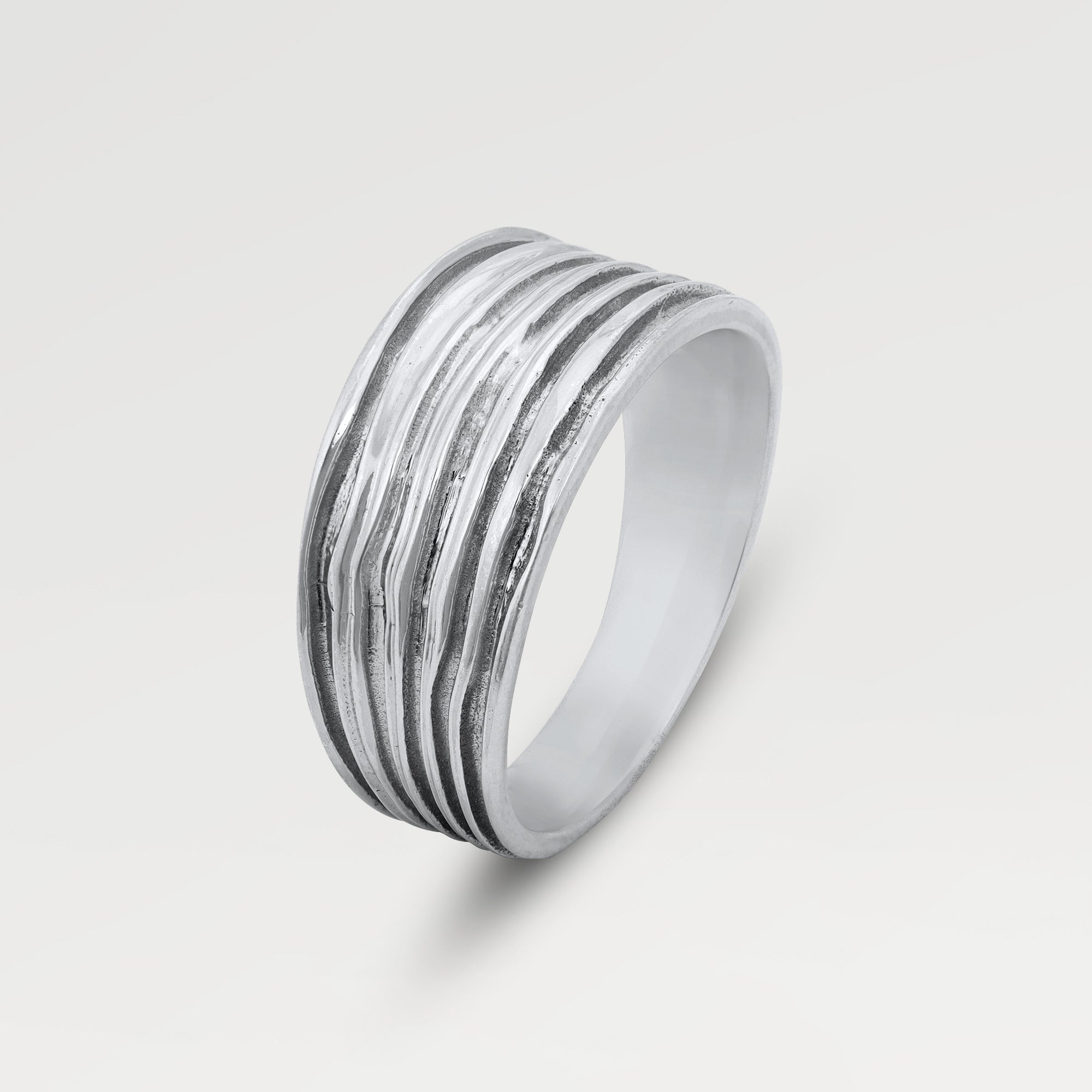 925 Sterling Silver Rhodium Plated Plain Organic Shape Ring