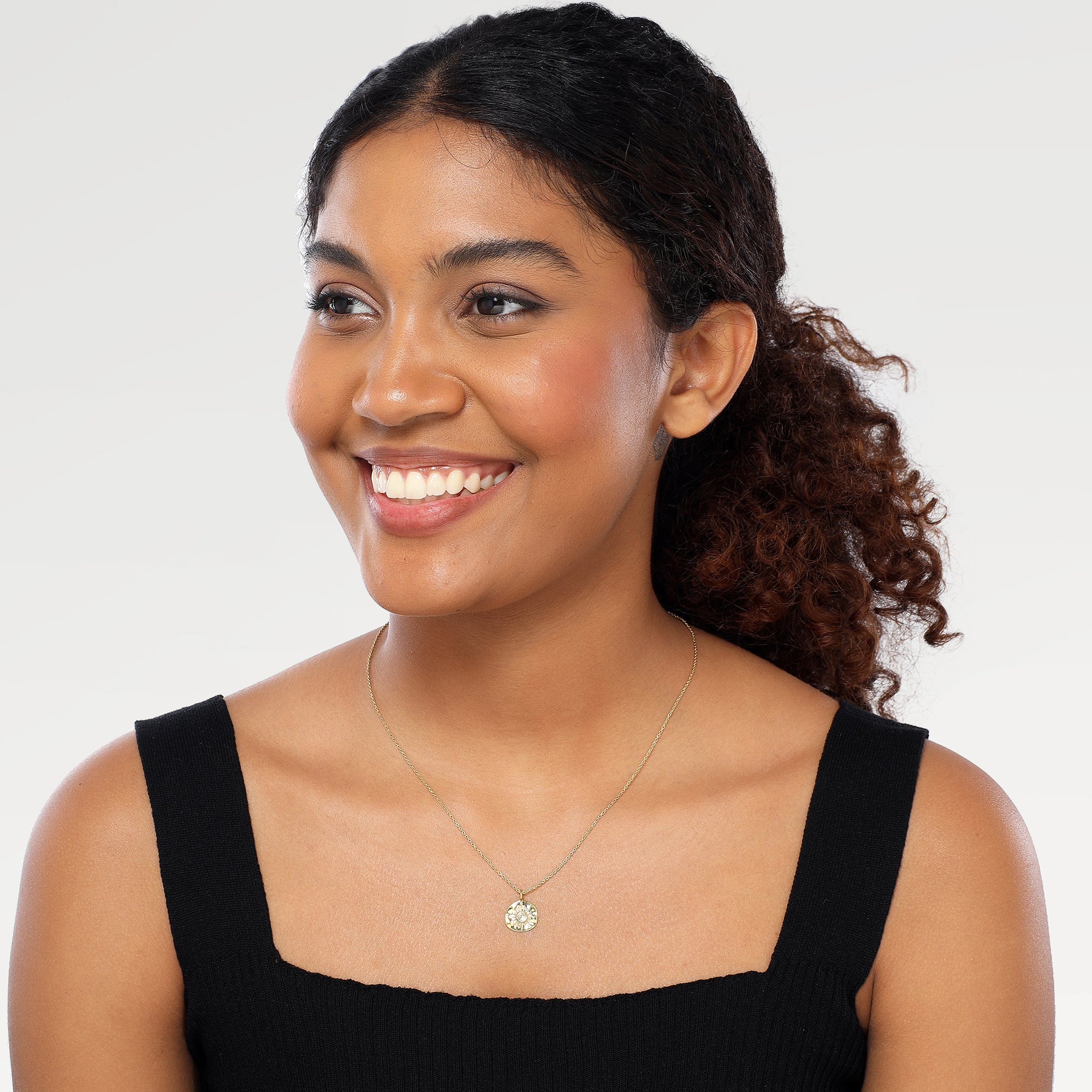 Mia Hammered Sun Slider Necklace