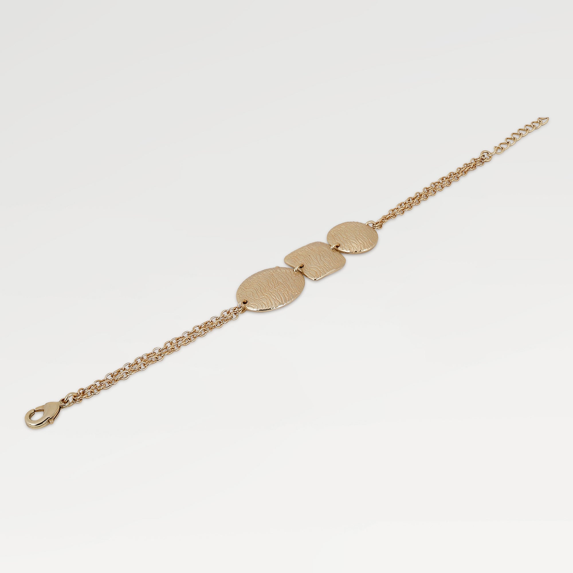 Yellow Gold Plated Plain Texture Double Chain Bracelets