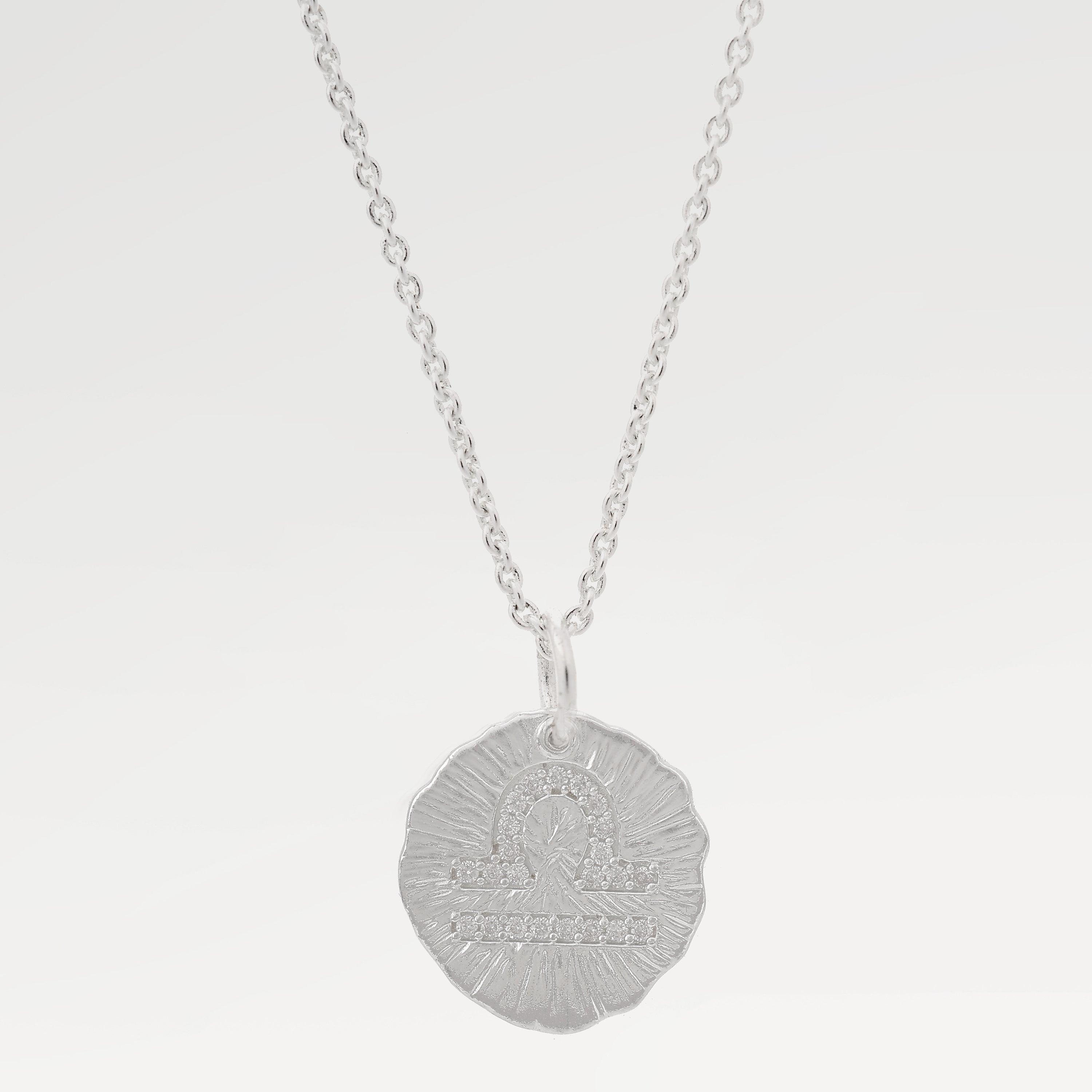 Grace Pave CZ Libra Zodiac Necklace