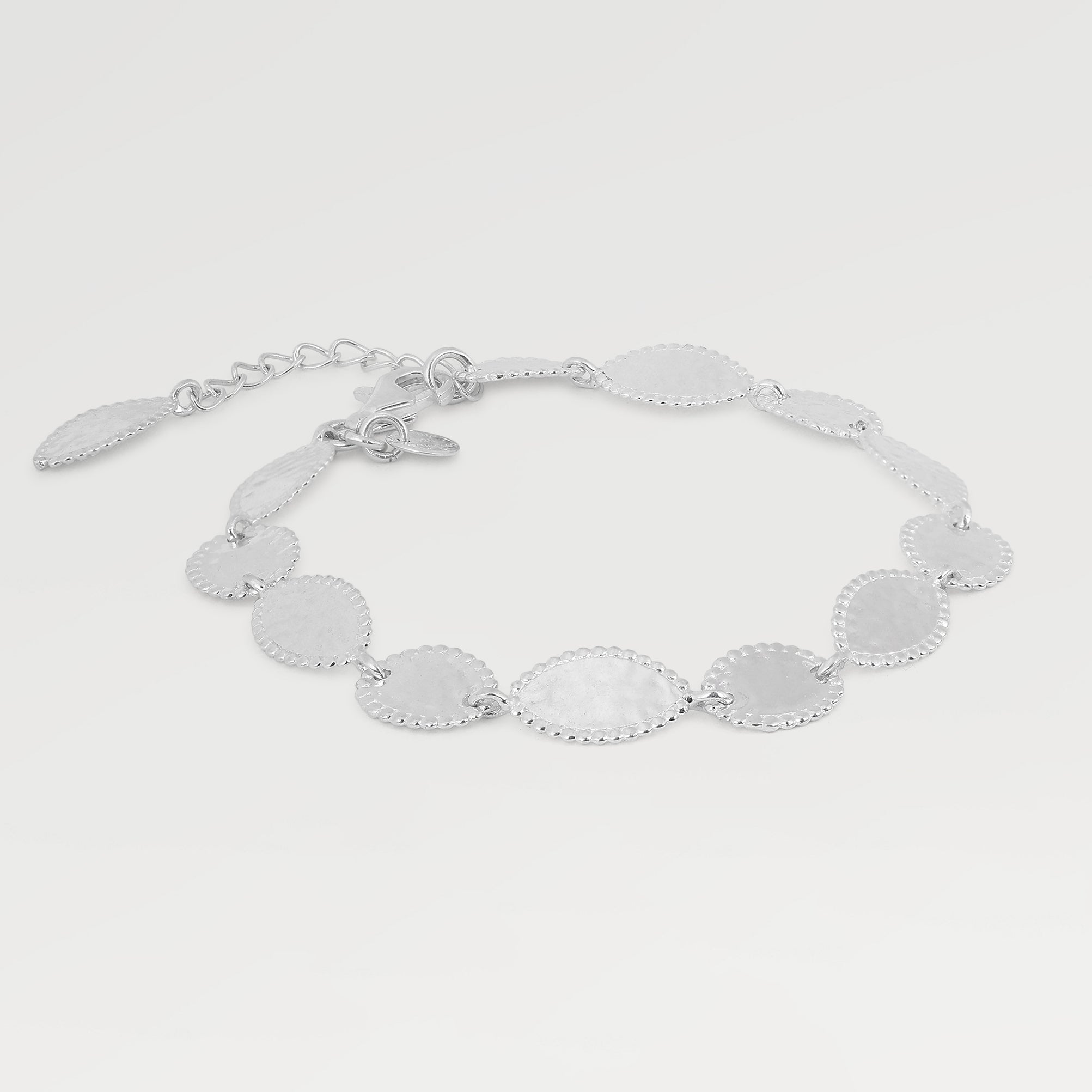 Emma Silver Hammered Oval Marquise Bracelet