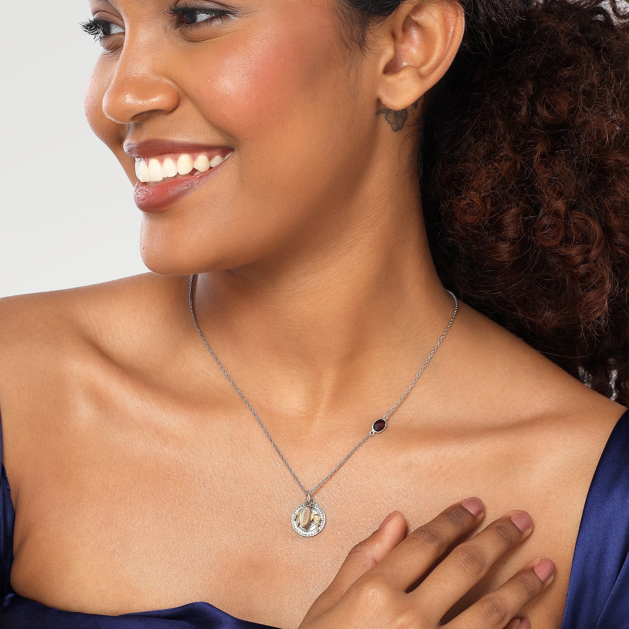 Grace Two Tone Garnet Bezel Necklace
