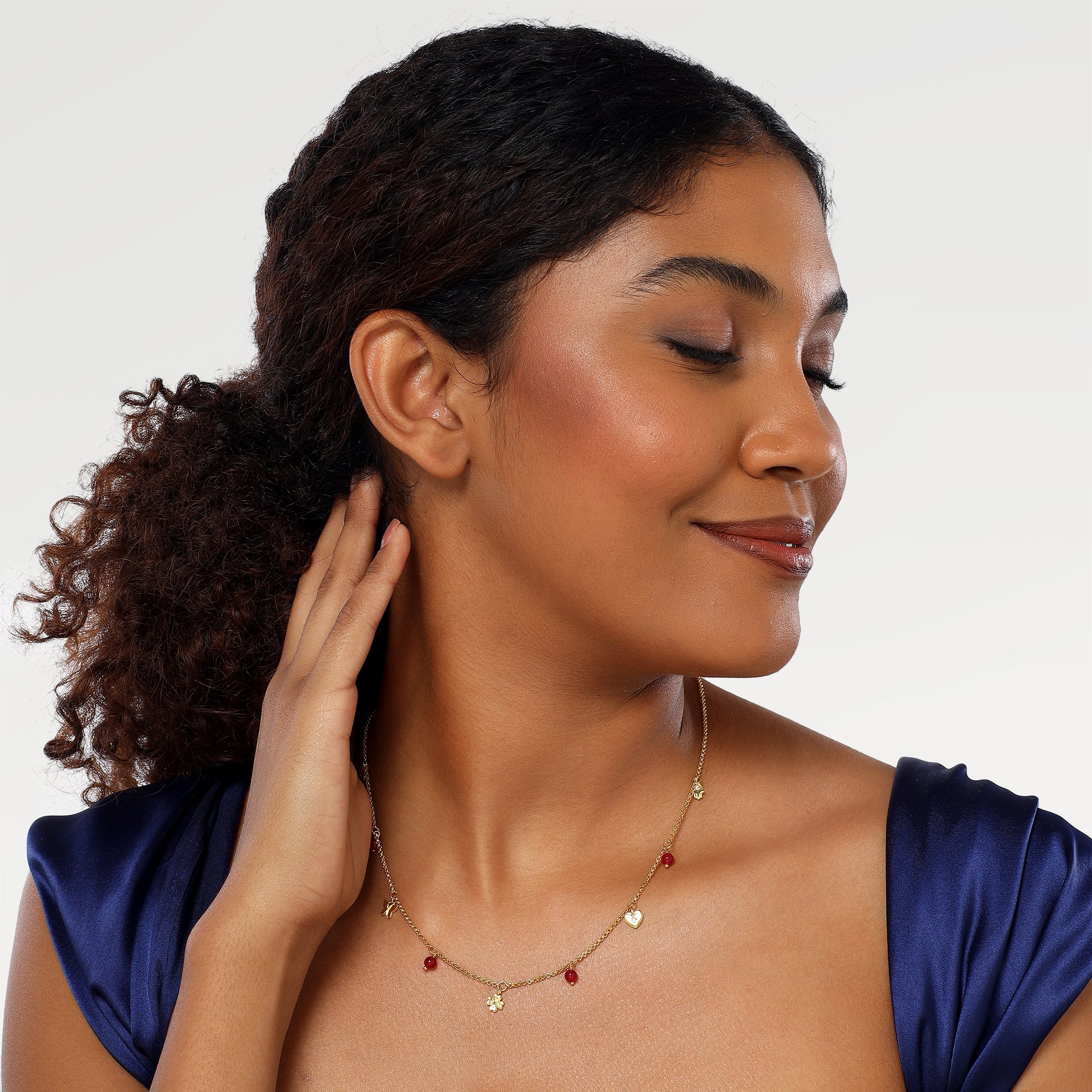 Ava Ruby Quartz Charm Necklace