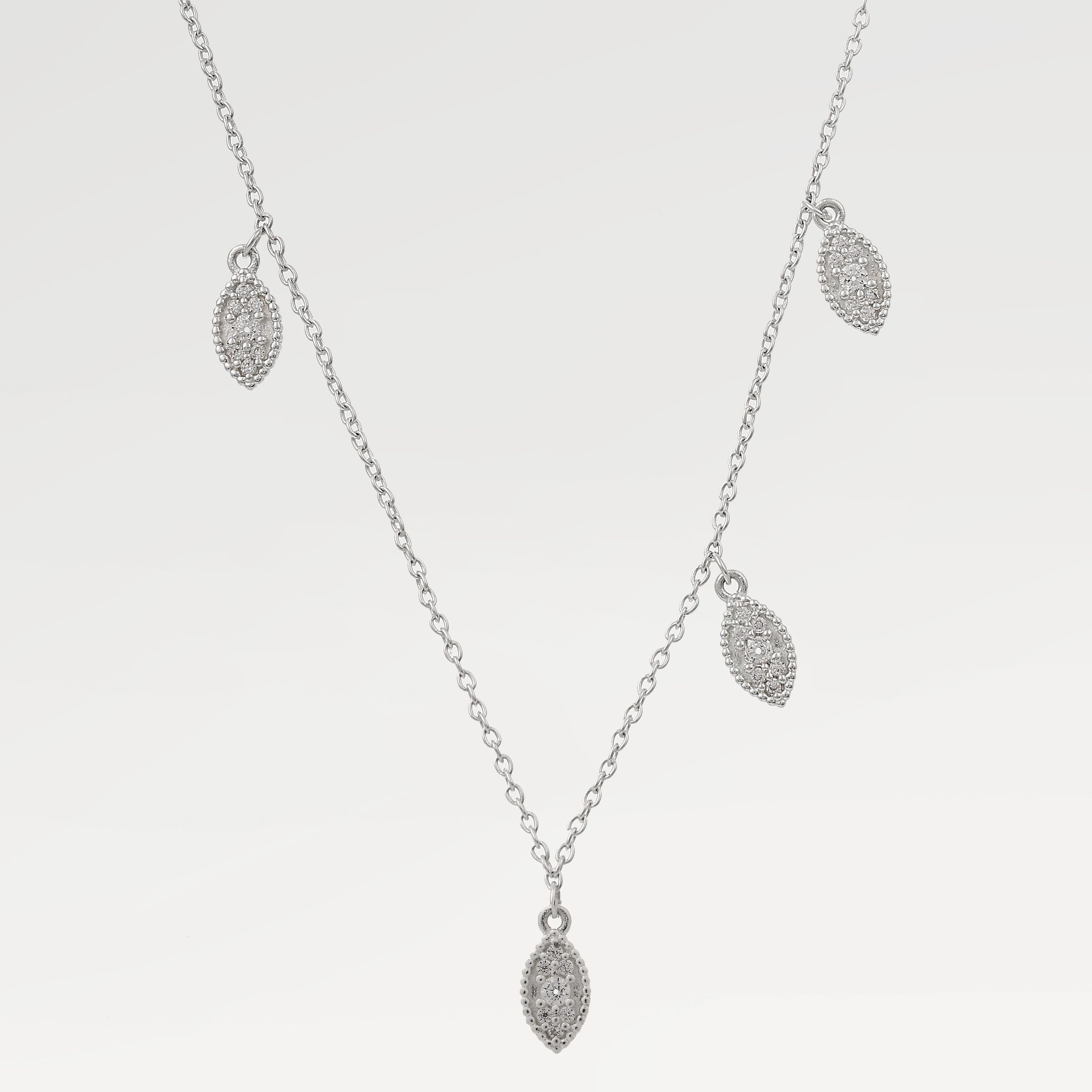 Kate Silver Plated Leaf Zirconia Necklace