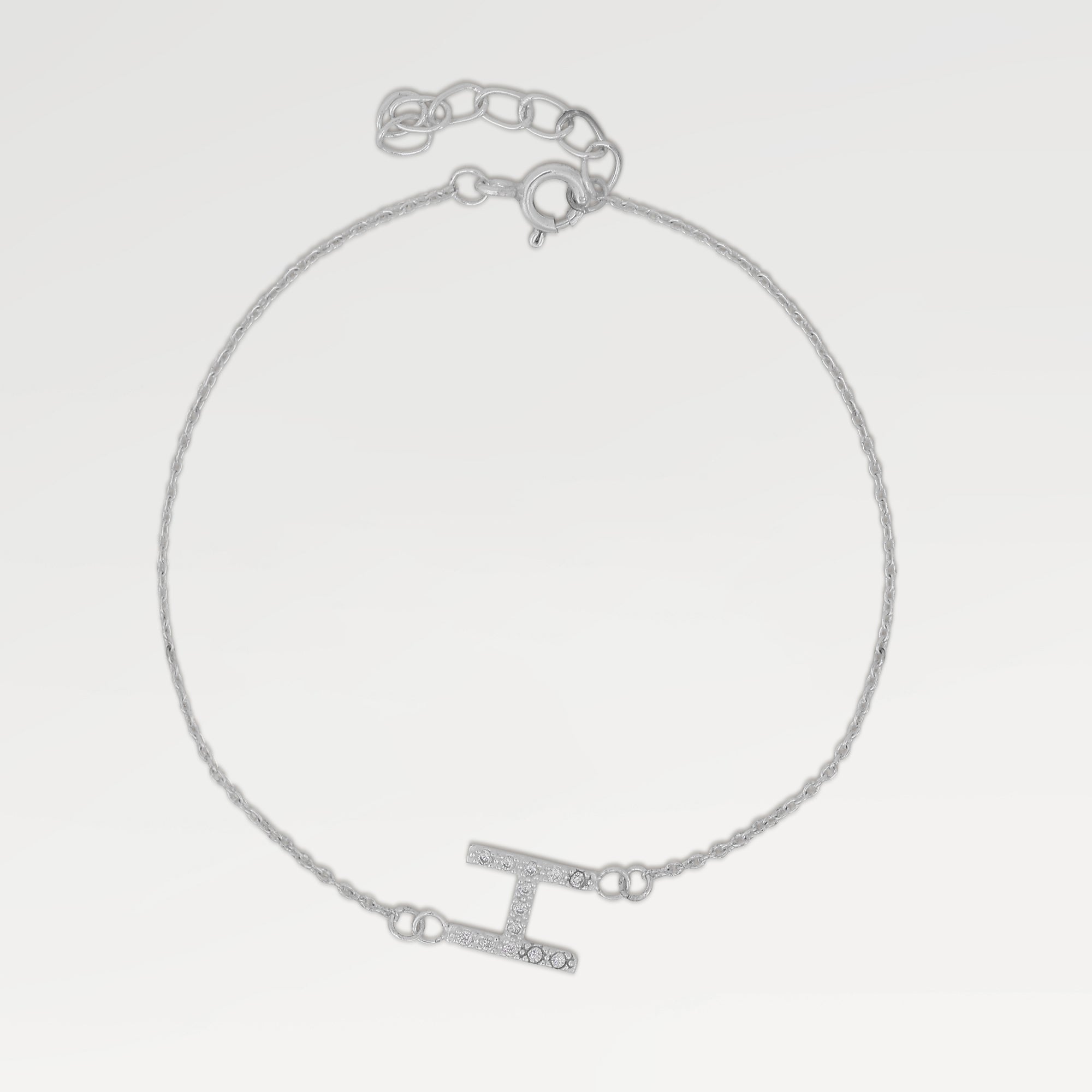 Grace Silver Plated Alphabet Zirconia Bracelet