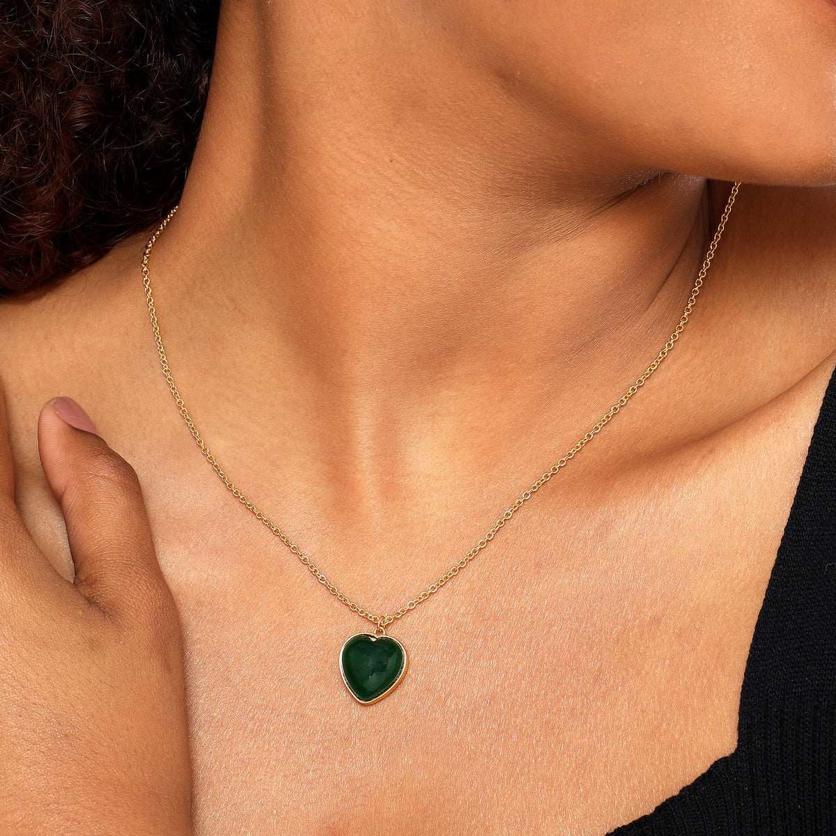 June Green Quartz Heart Necklace