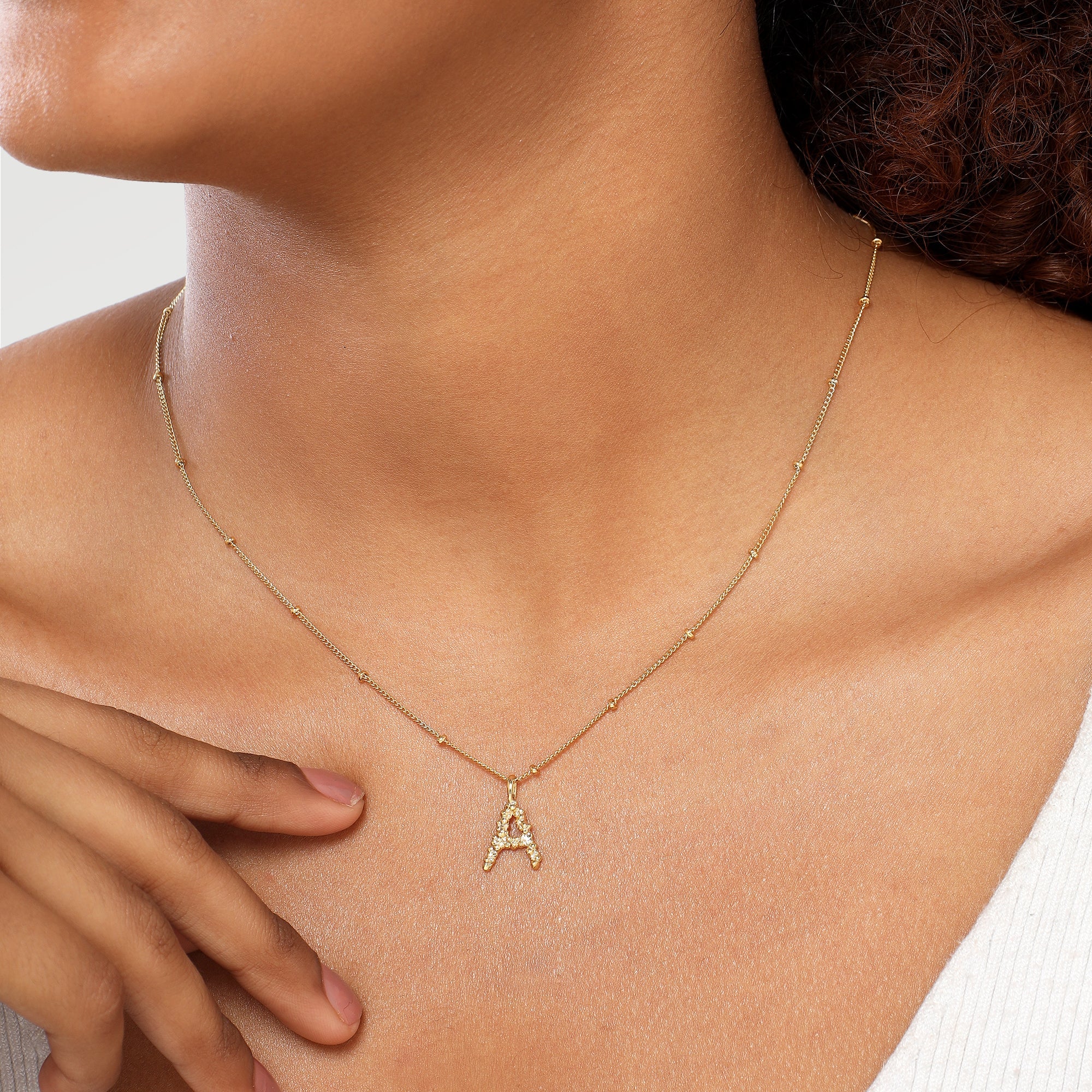 Lucy Embossed Alphabet Necklace
