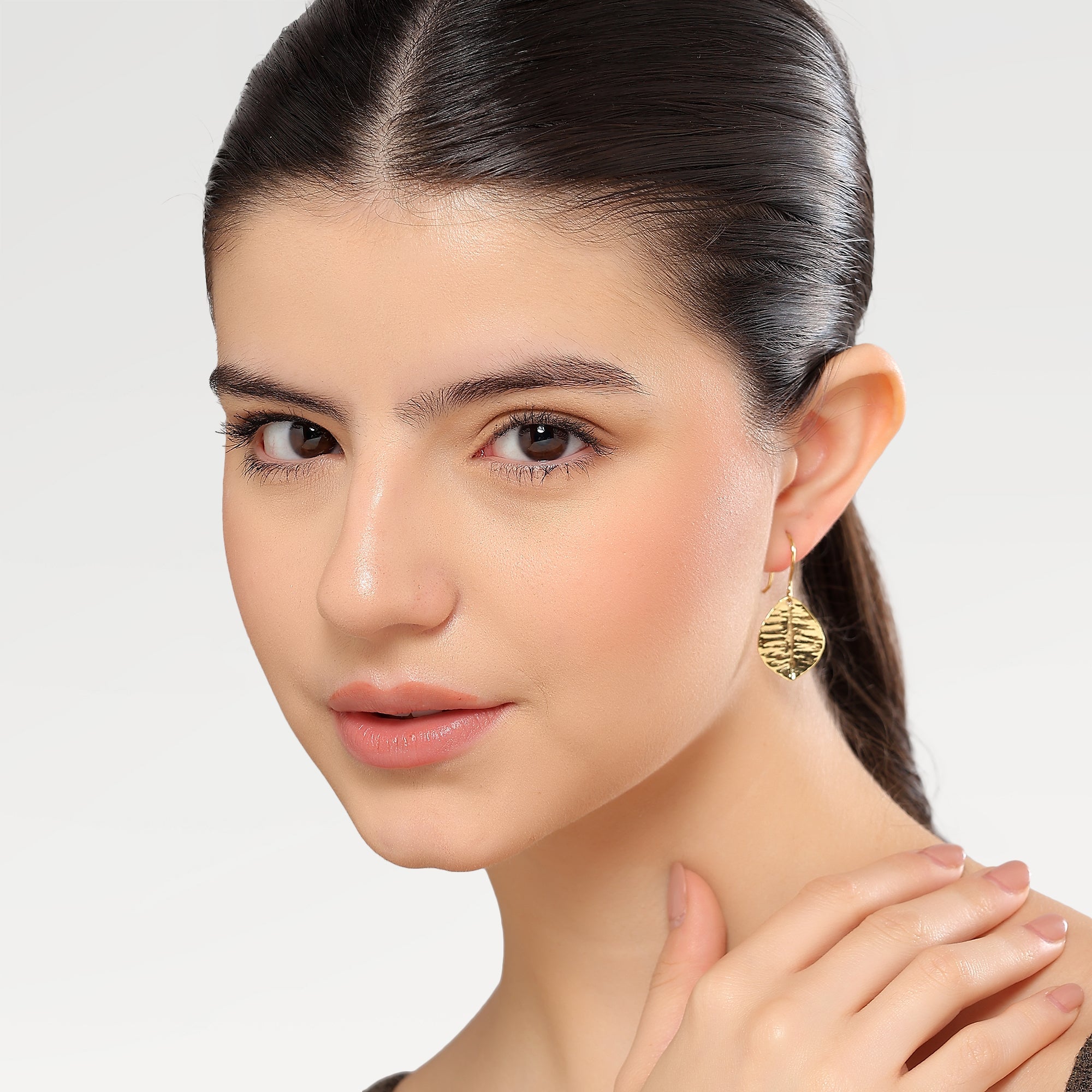 Grace Hammered Leaf Earrings