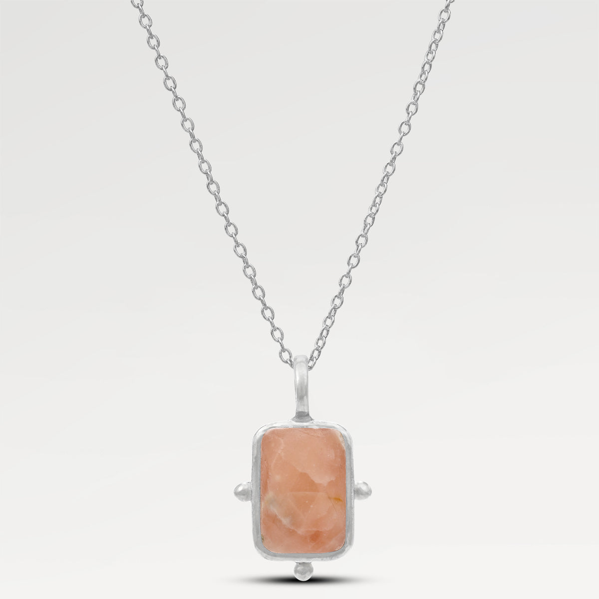 Silver Plated Bazel Set Pendants with  Octagon One Side Checkerboard Cut Peach Aventurine