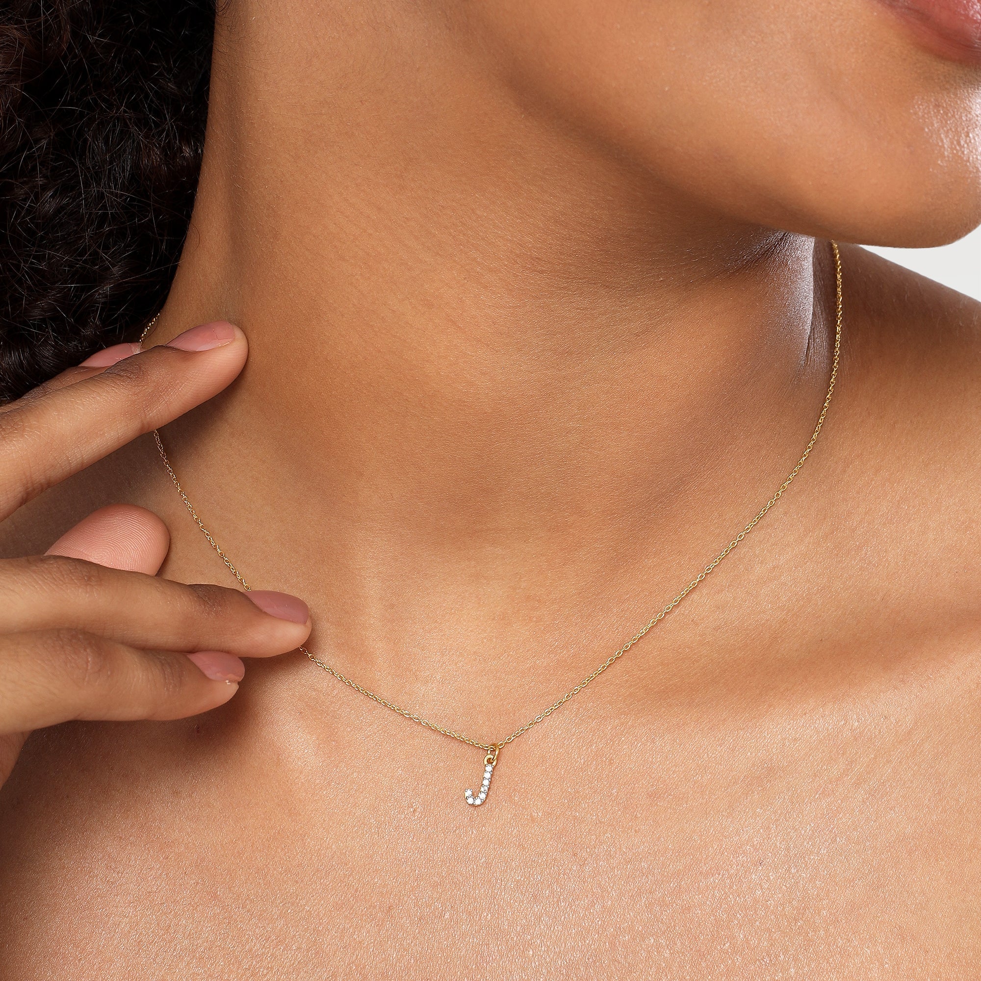 Ivy Yellow Gold Plated Zircon Alphabet Necklace