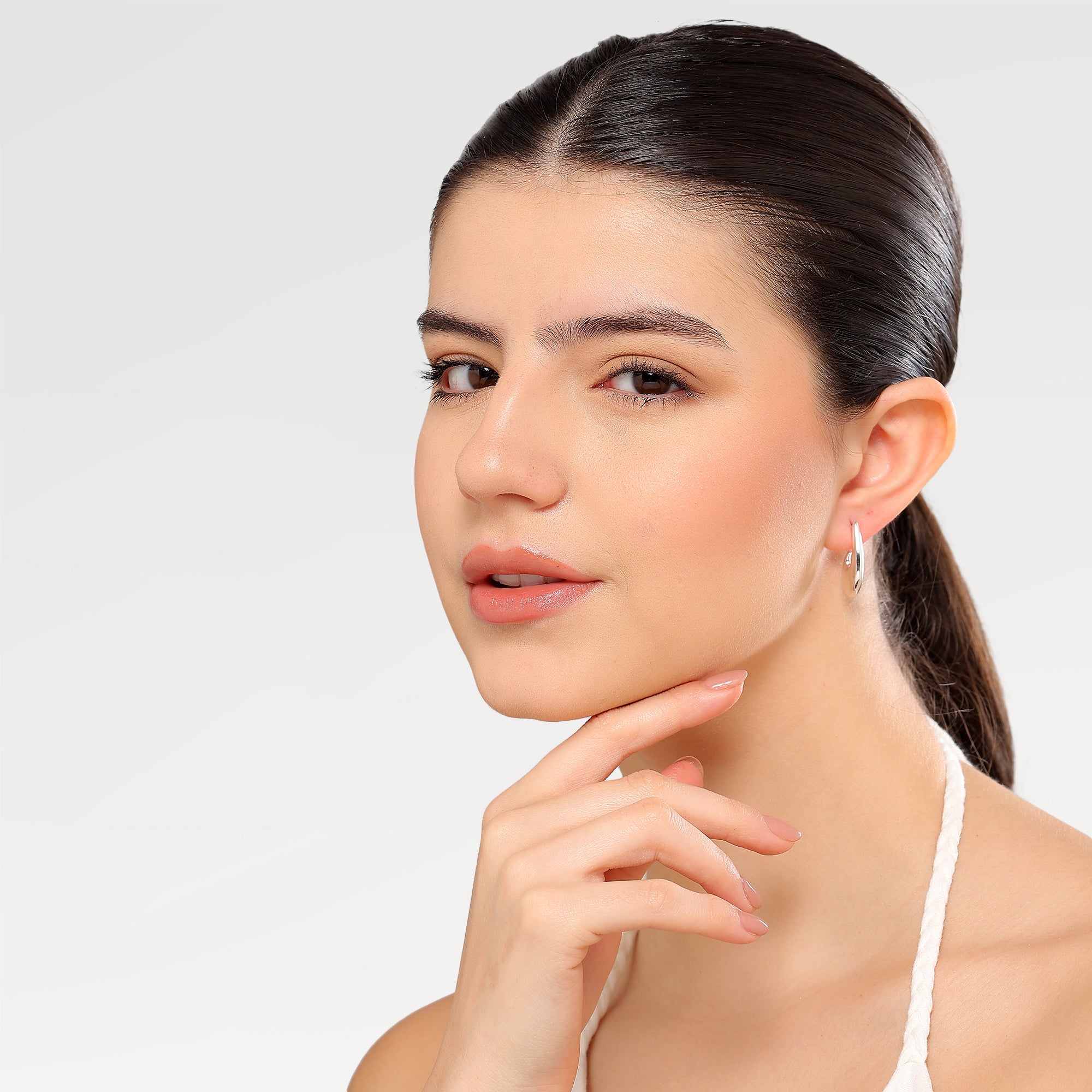 1.50 Micron Shiny Silver Plated Plain Stud Earrings