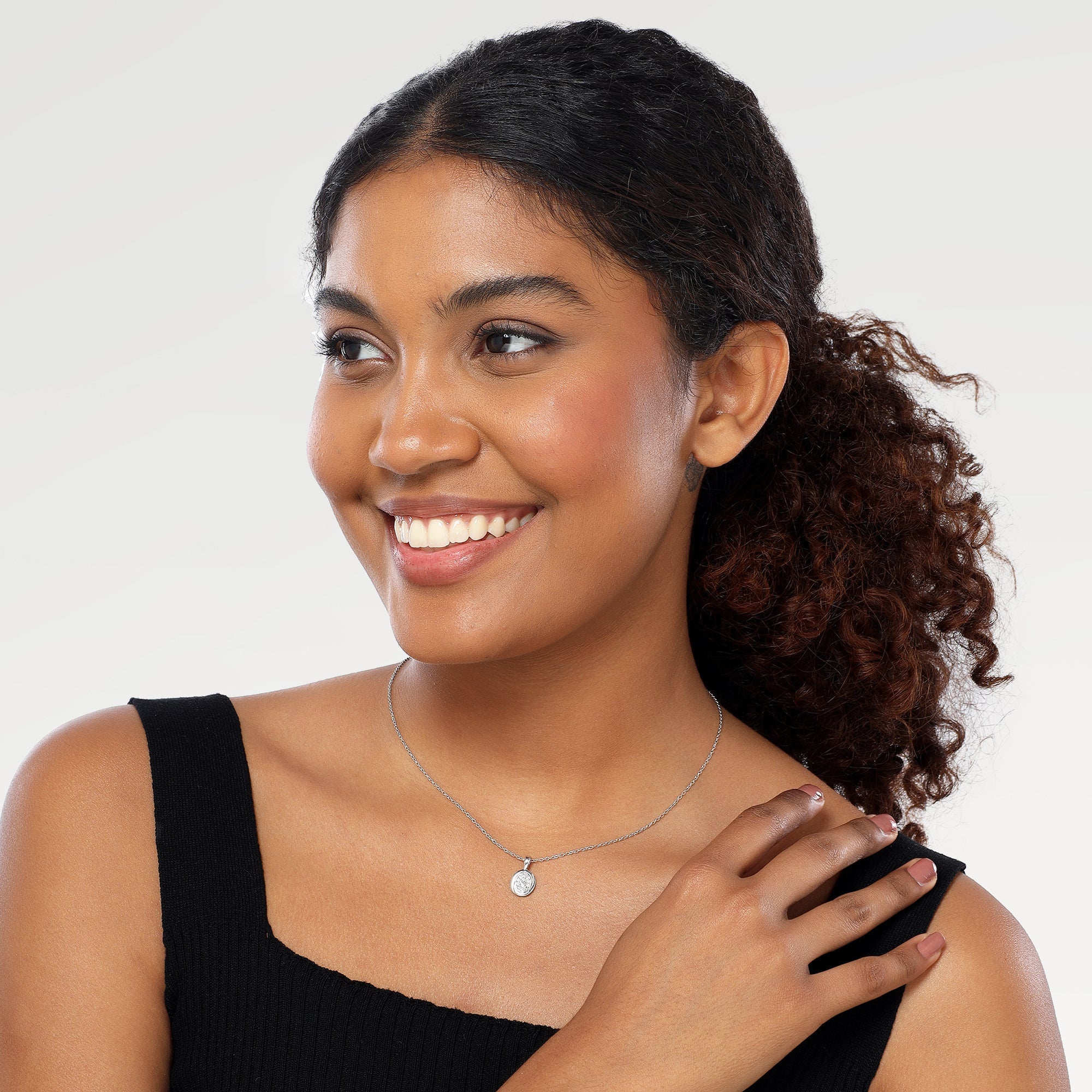 Zoe Rhodium Bar Zirconia Necklace