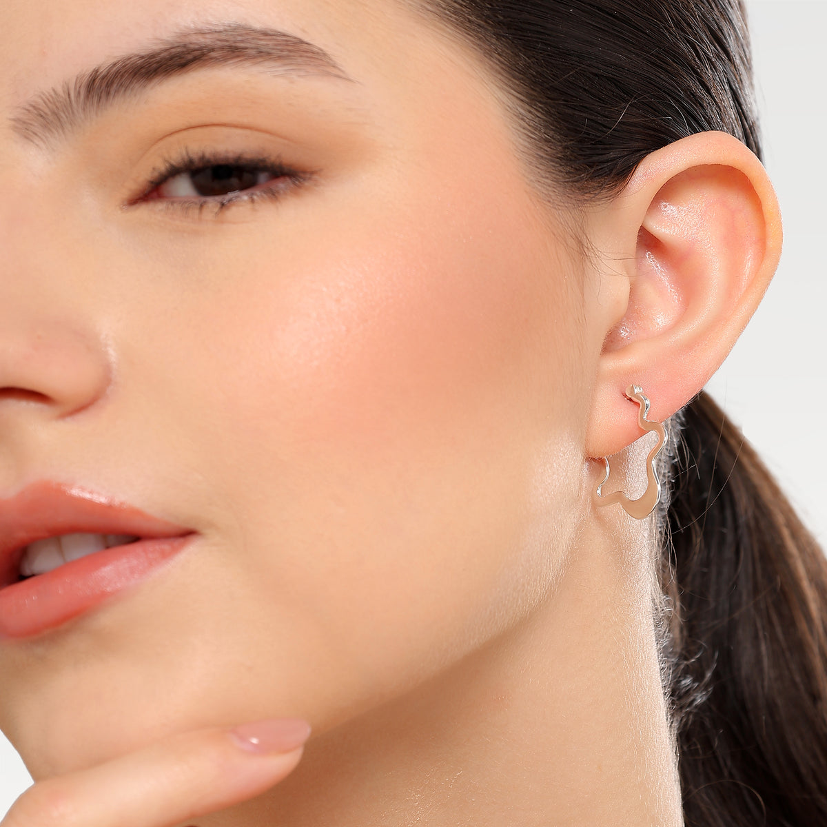 Nora Organic Shape Huggies Earrings