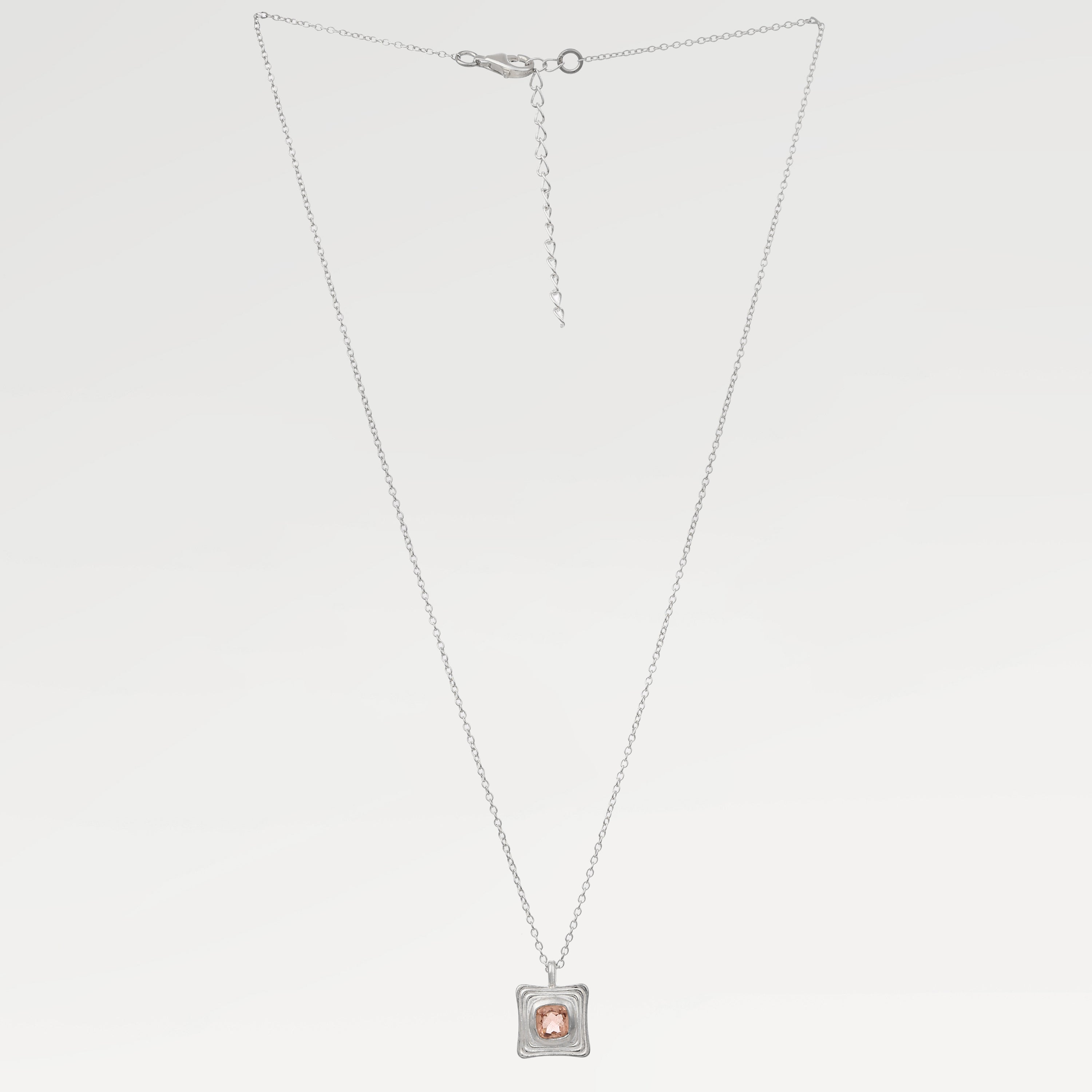 Zoe Morganite Cushion Bezel Necklace