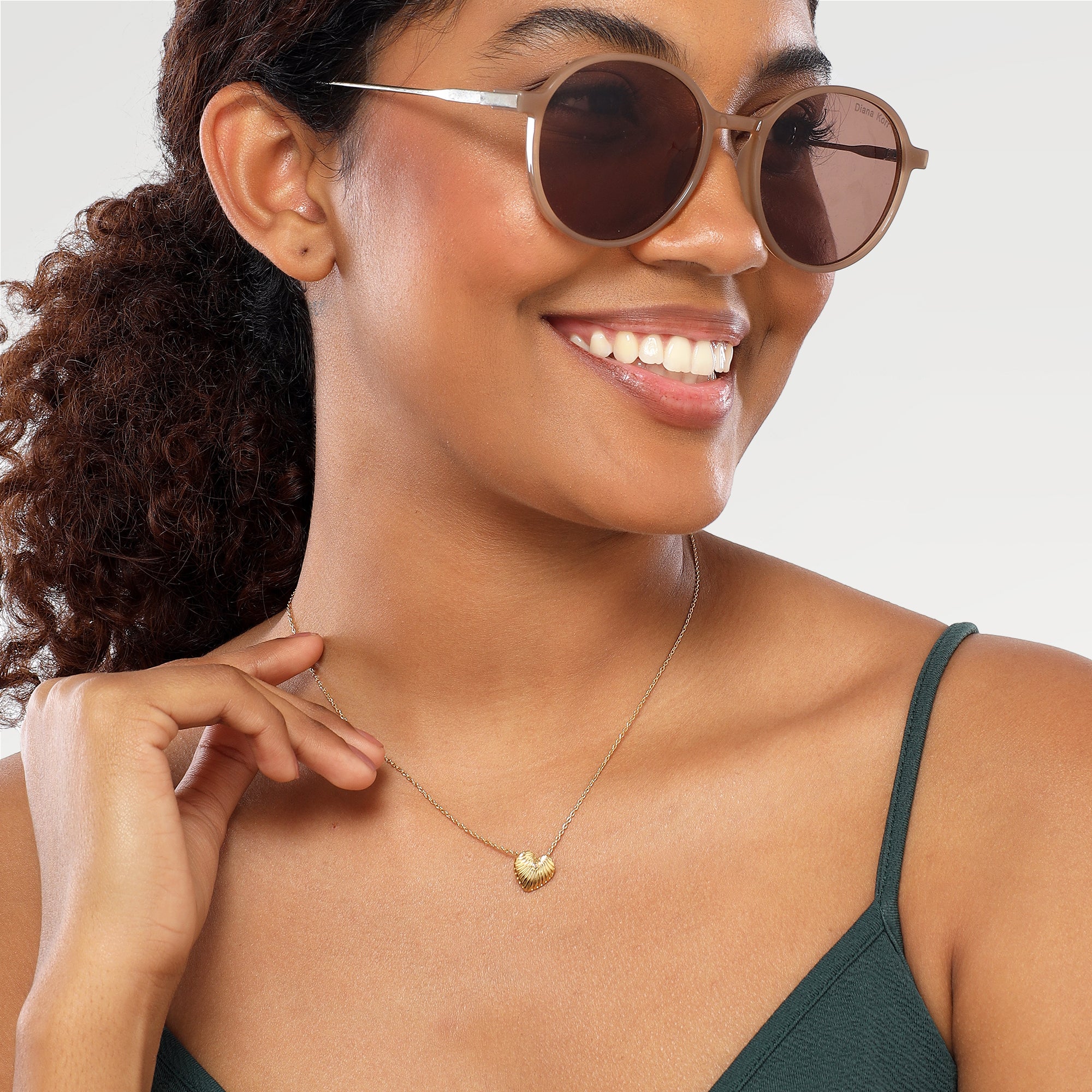 Ella Embossed Heart Bezel Necklace
