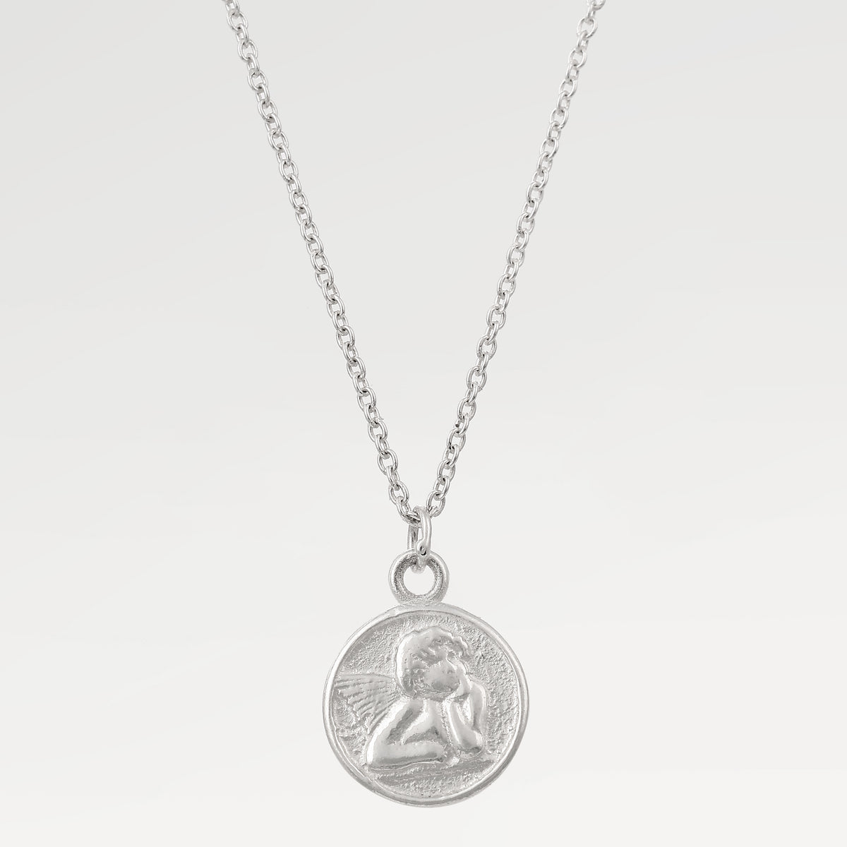Silver Plated Plain Slider Angel Necklace