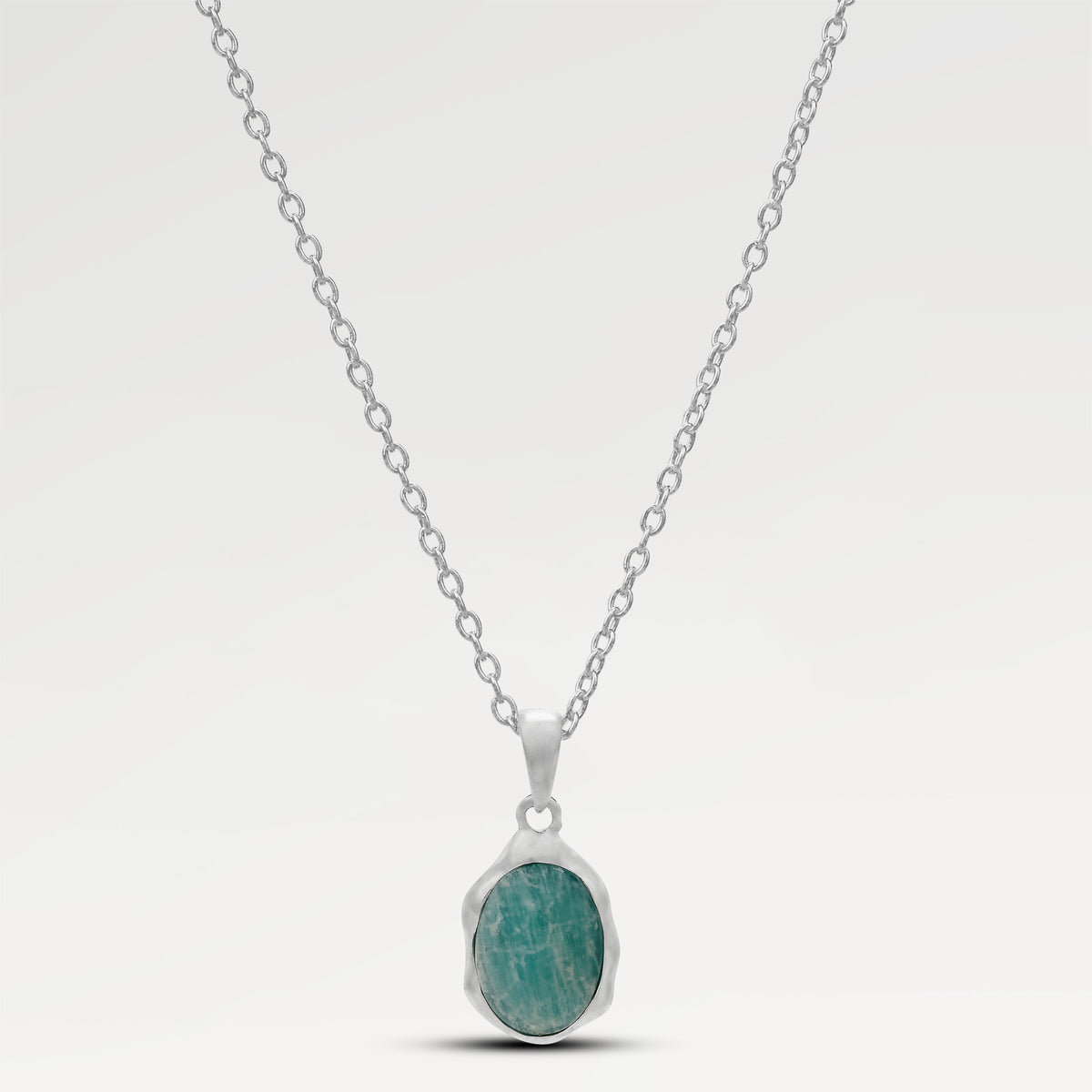 Silver Plated Bazel Set Pendants with  Oval Cab Amazonite