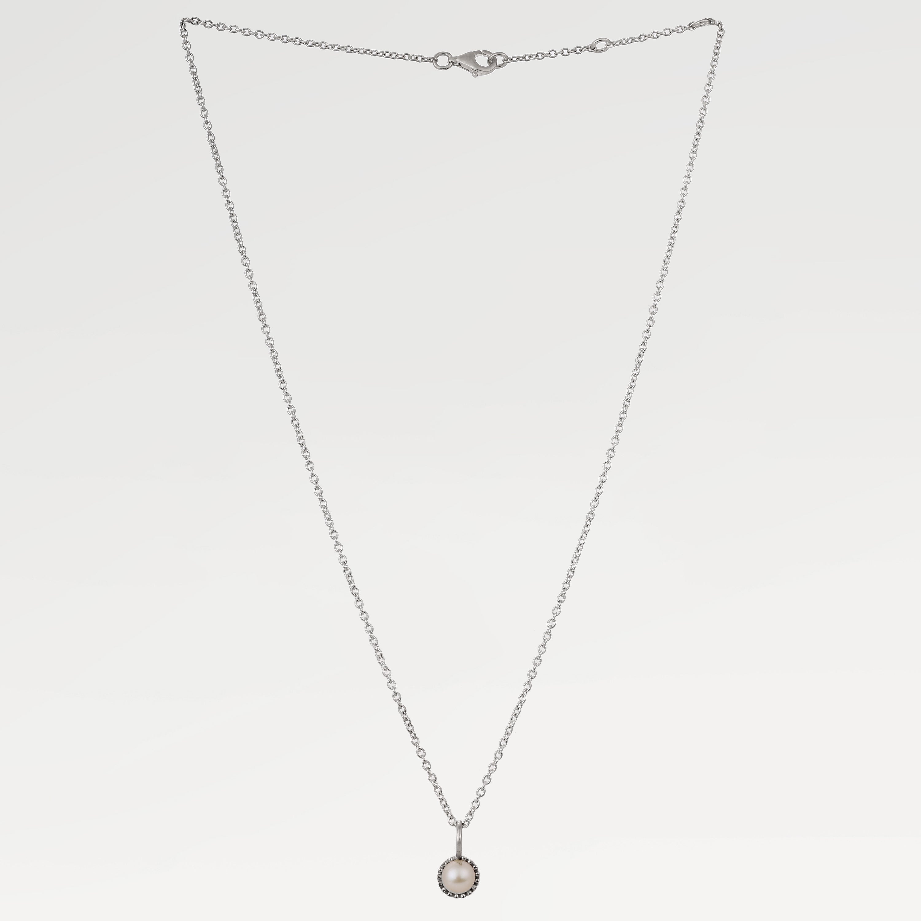 Mia Silver Plated Slider Collet Pearl Necklace