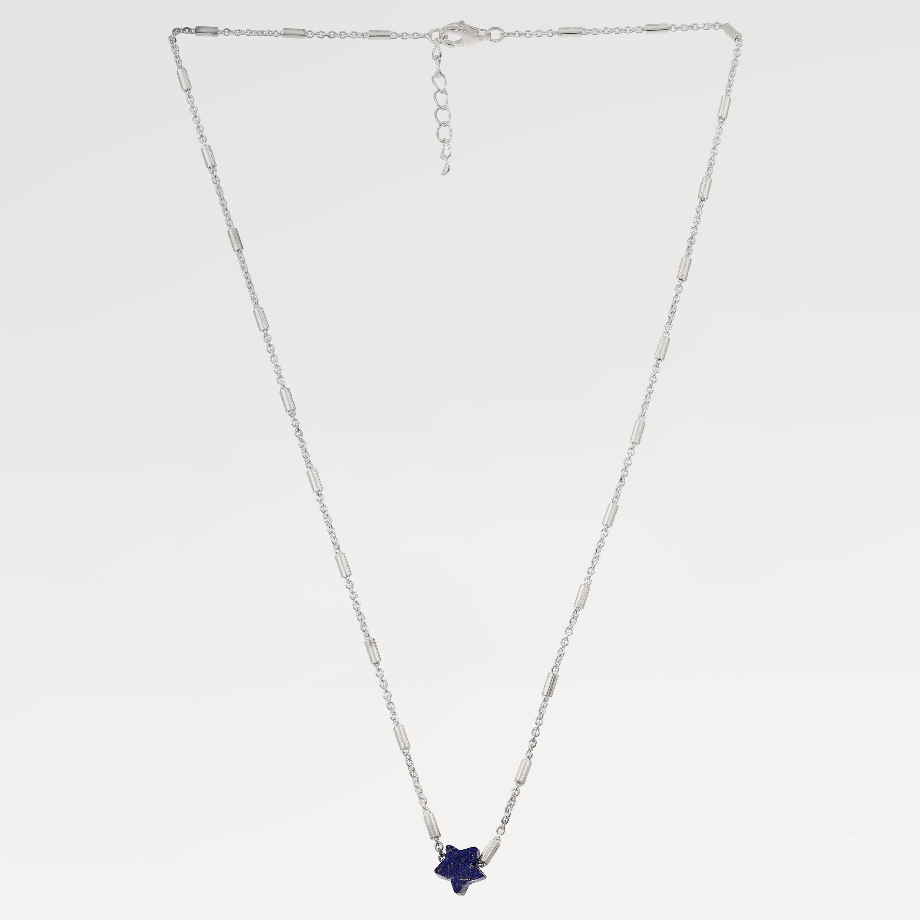Zoe Silver Plated Lapis Lazuli Necklace