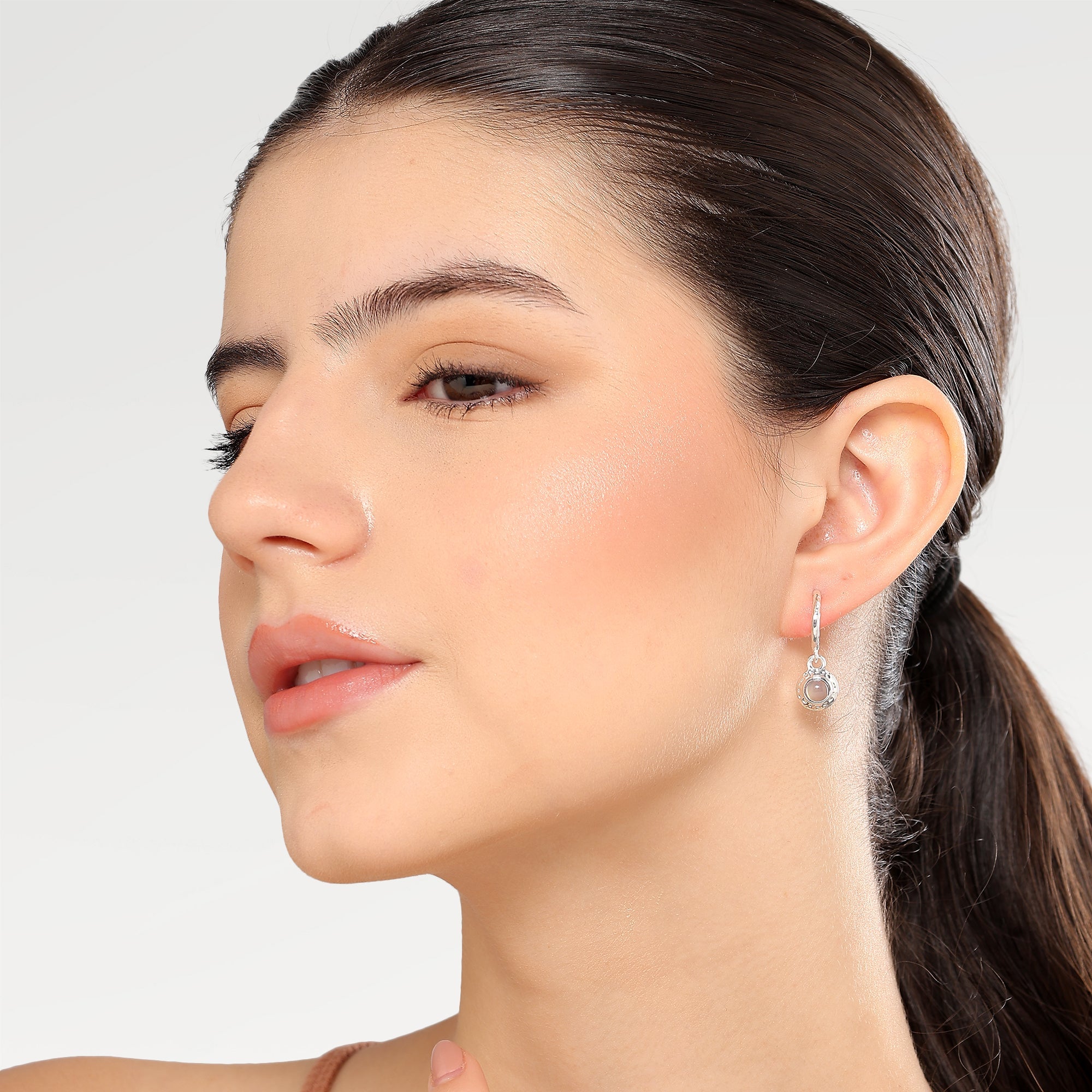 Ava Bezel Hoop Crystal Shell Earrings
