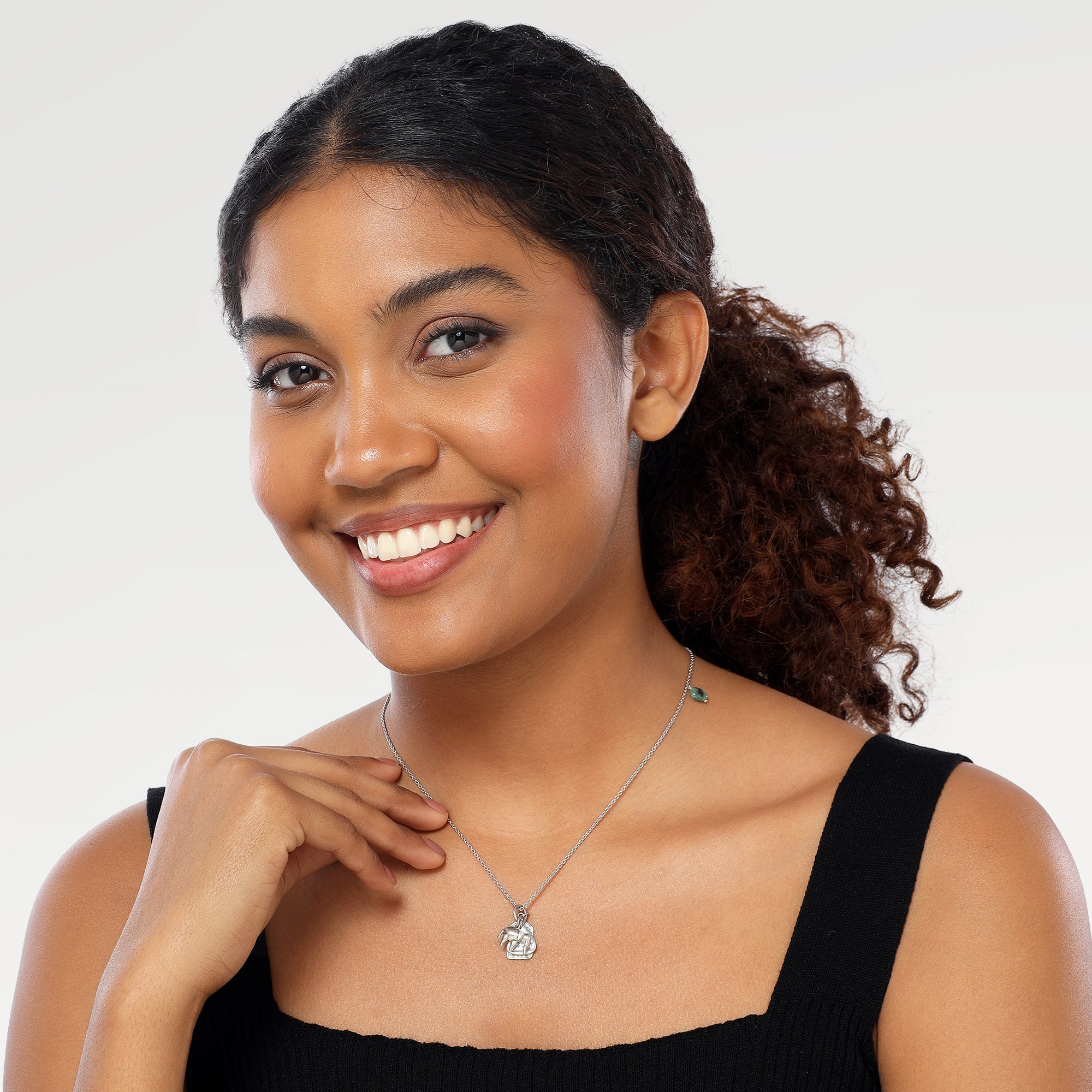 Ivy Zodiac Charm Taurus Rhodium Pendant
