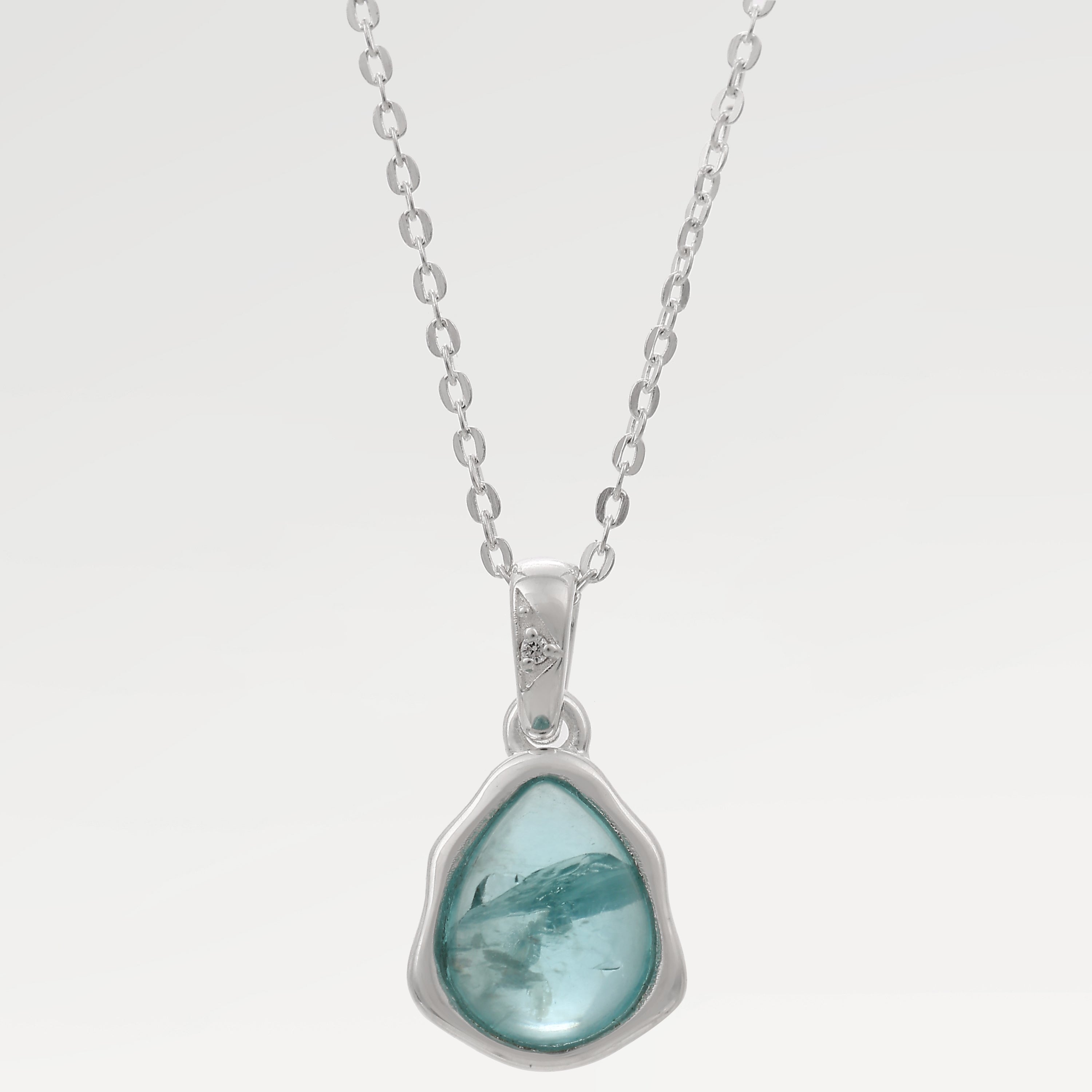 Zoe Silver Bezel Apatite CZ Necklace