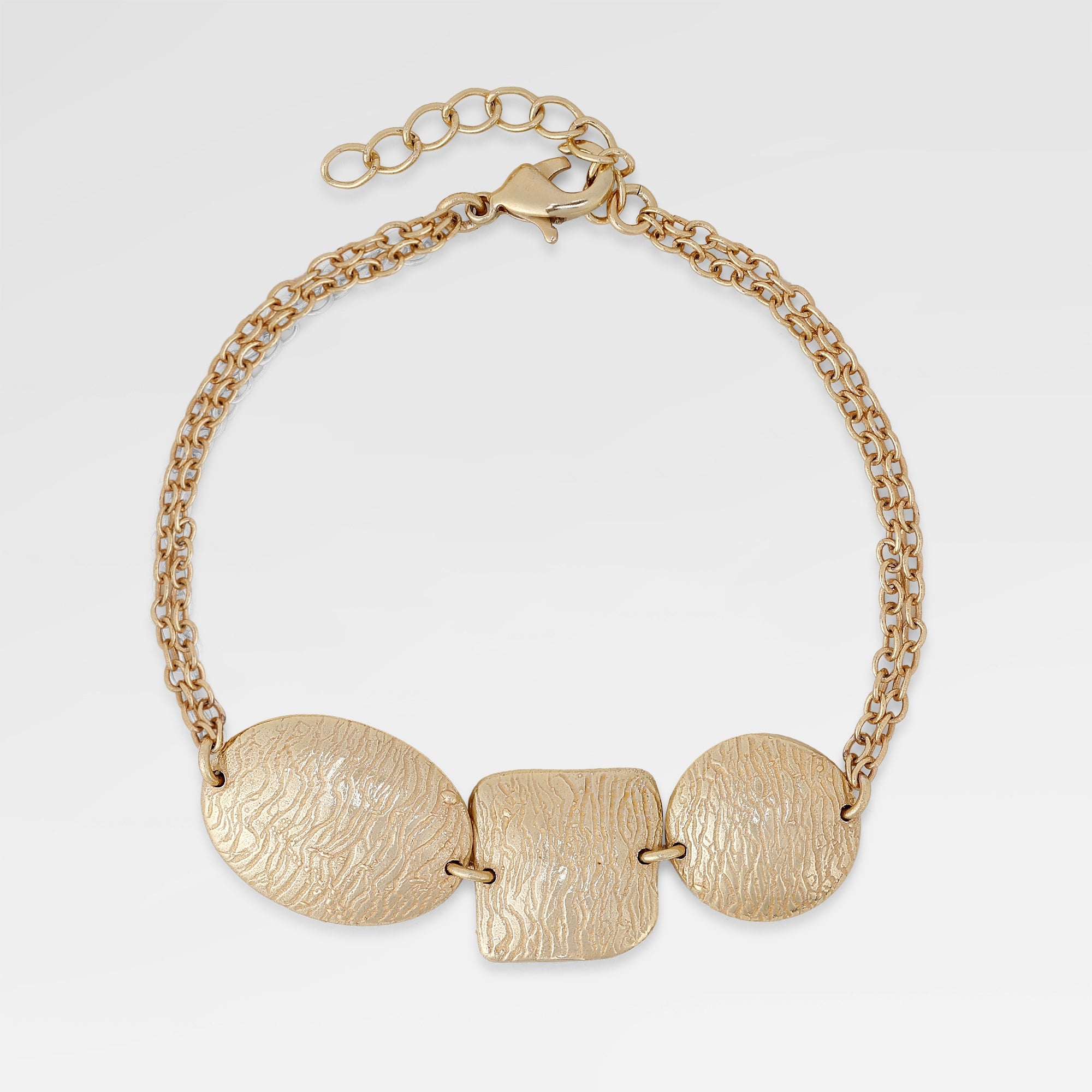 Ella Gold Plated Textured Double Chain Bracelet