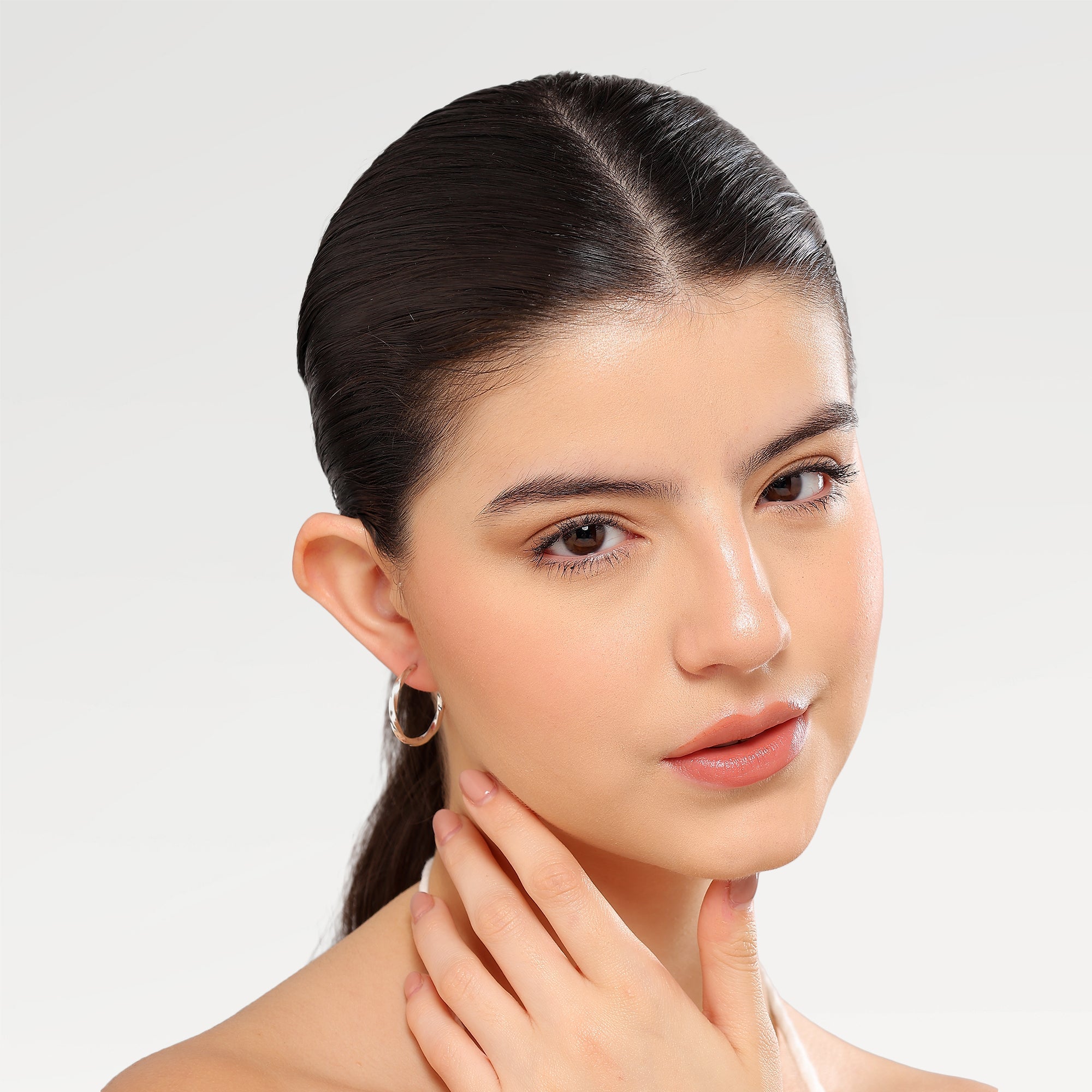 Grace Silver Twisted Hoop Stud Earrings