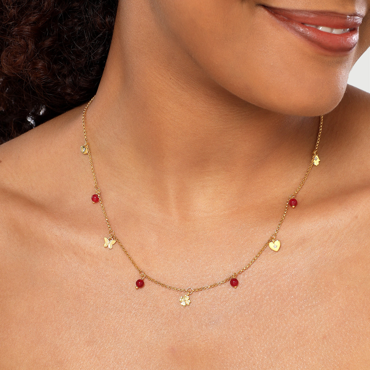 Ava Ruby Quartz Charm Necklace