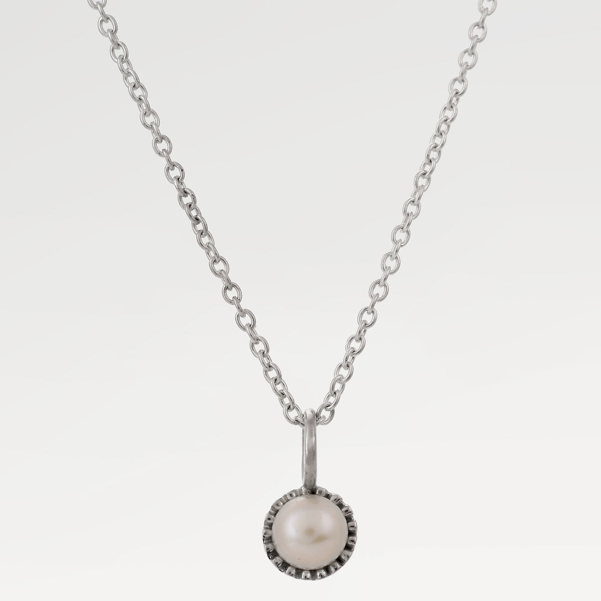 Silver Plated Slider Collet Pendant With Chain with  Round Beads Plain Half Drill Pearl