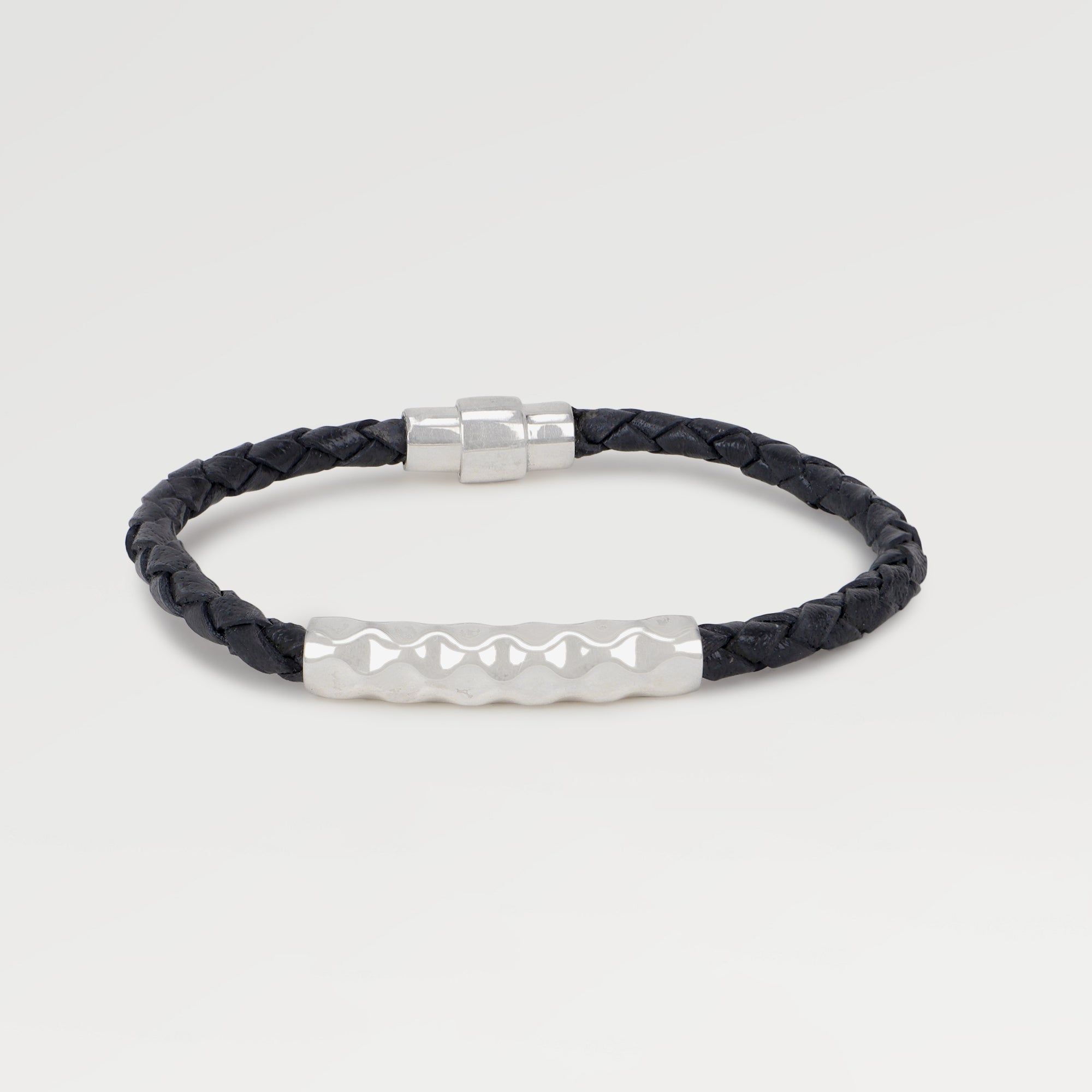 Anna Silver Plated Hammered Meganet Lock Bracelet