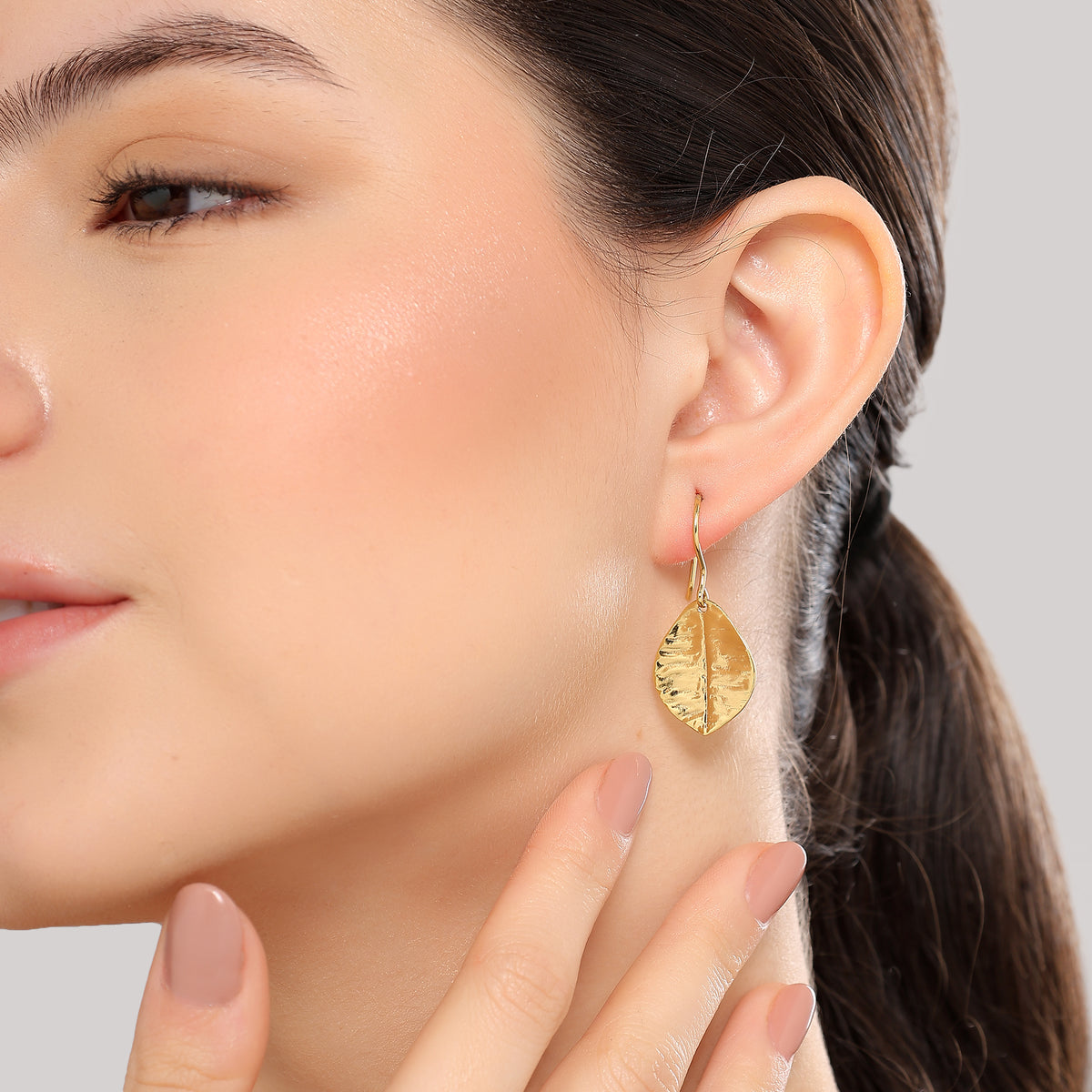 Grace Hammered Leaf Earrings