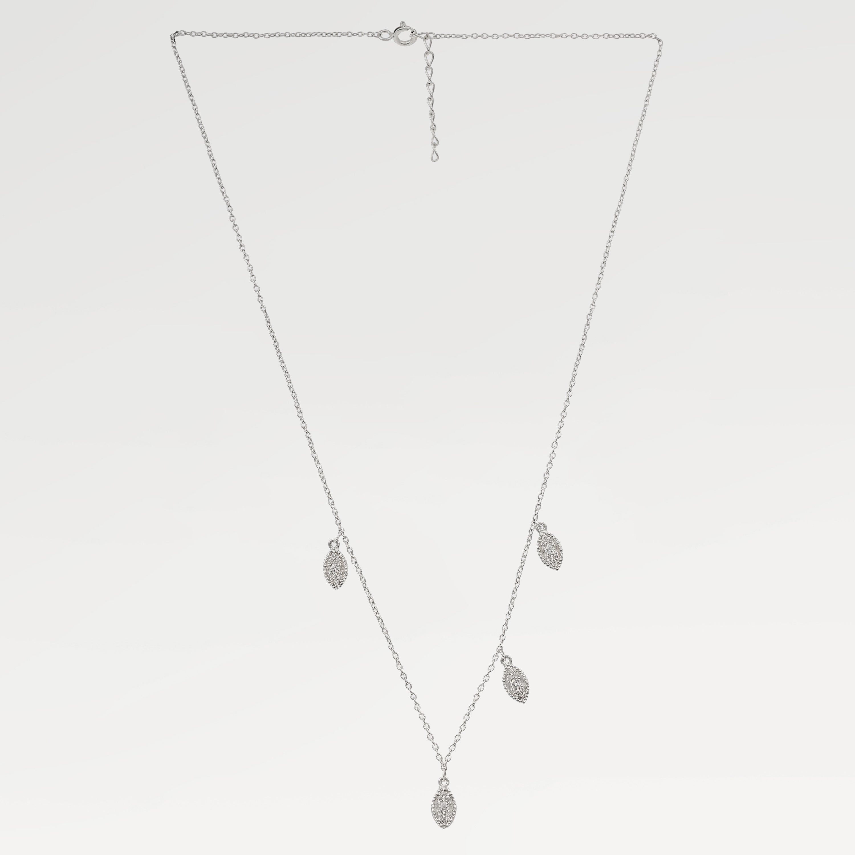 Kate Silver Plated Leaf Zirconia Necklace