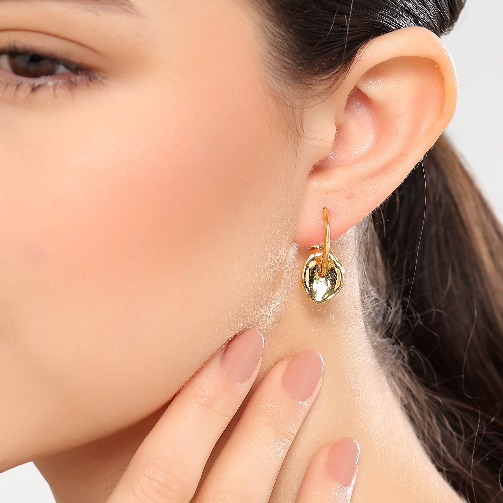 Kate Textured Hoop Disk Earrings