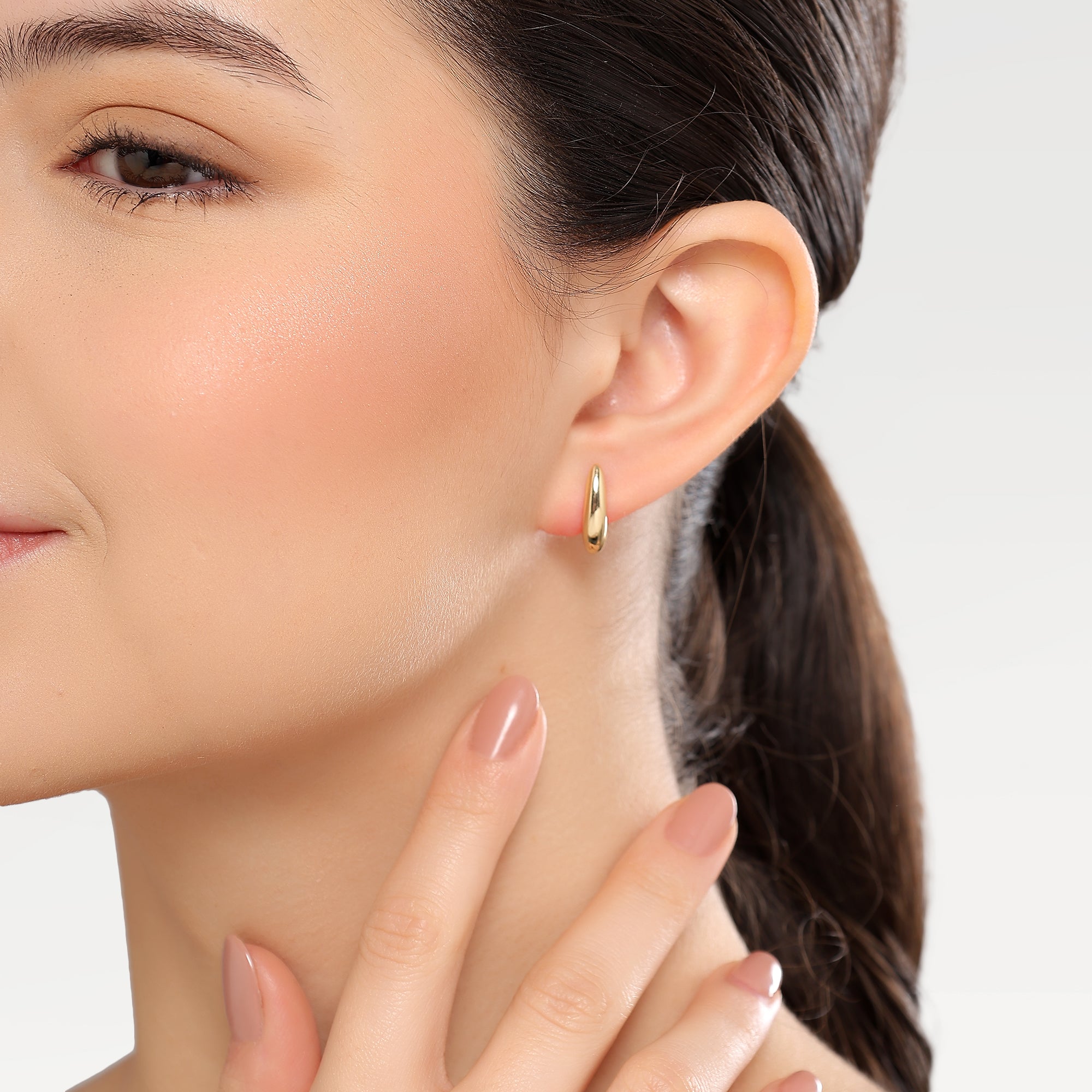 0.025 Micron Yellow Gold Plated Plain Stud Earrings