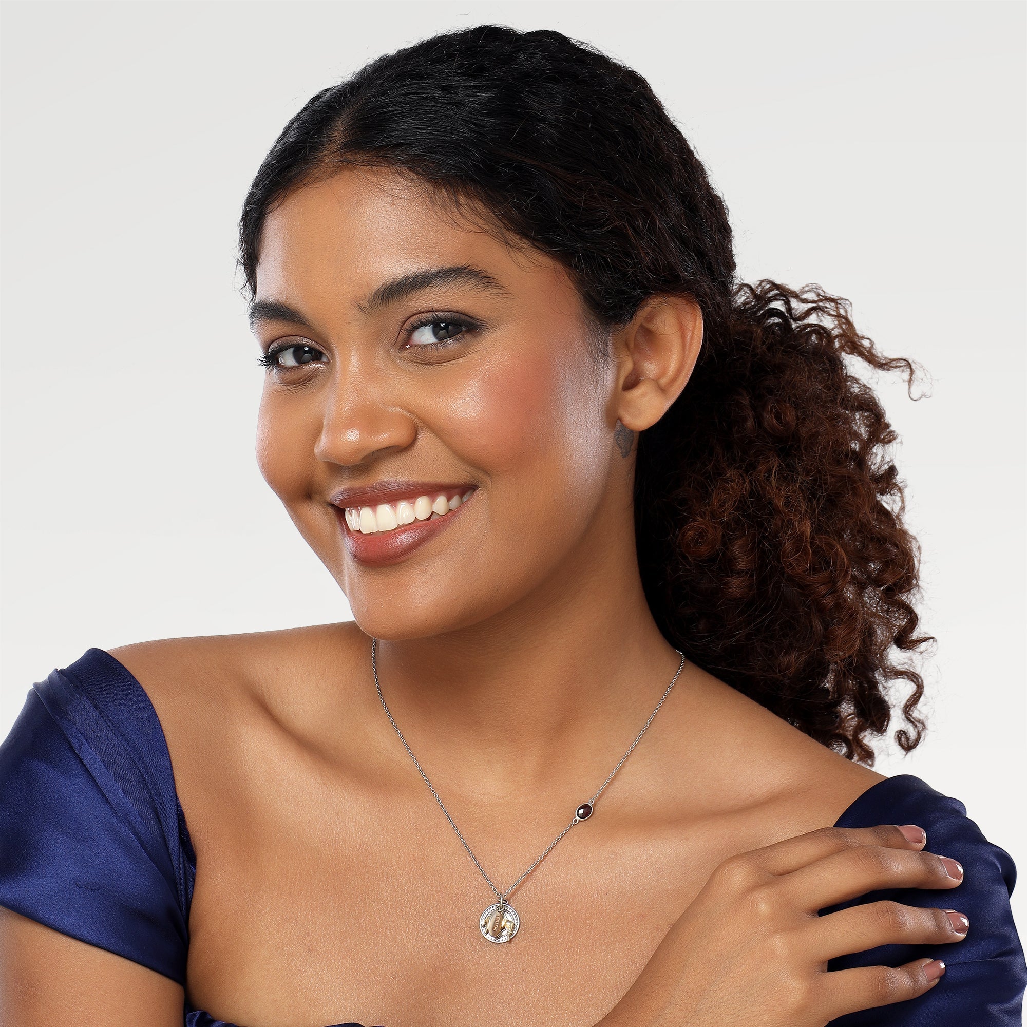 Grace Two Tone Garnet Bezel Necklace