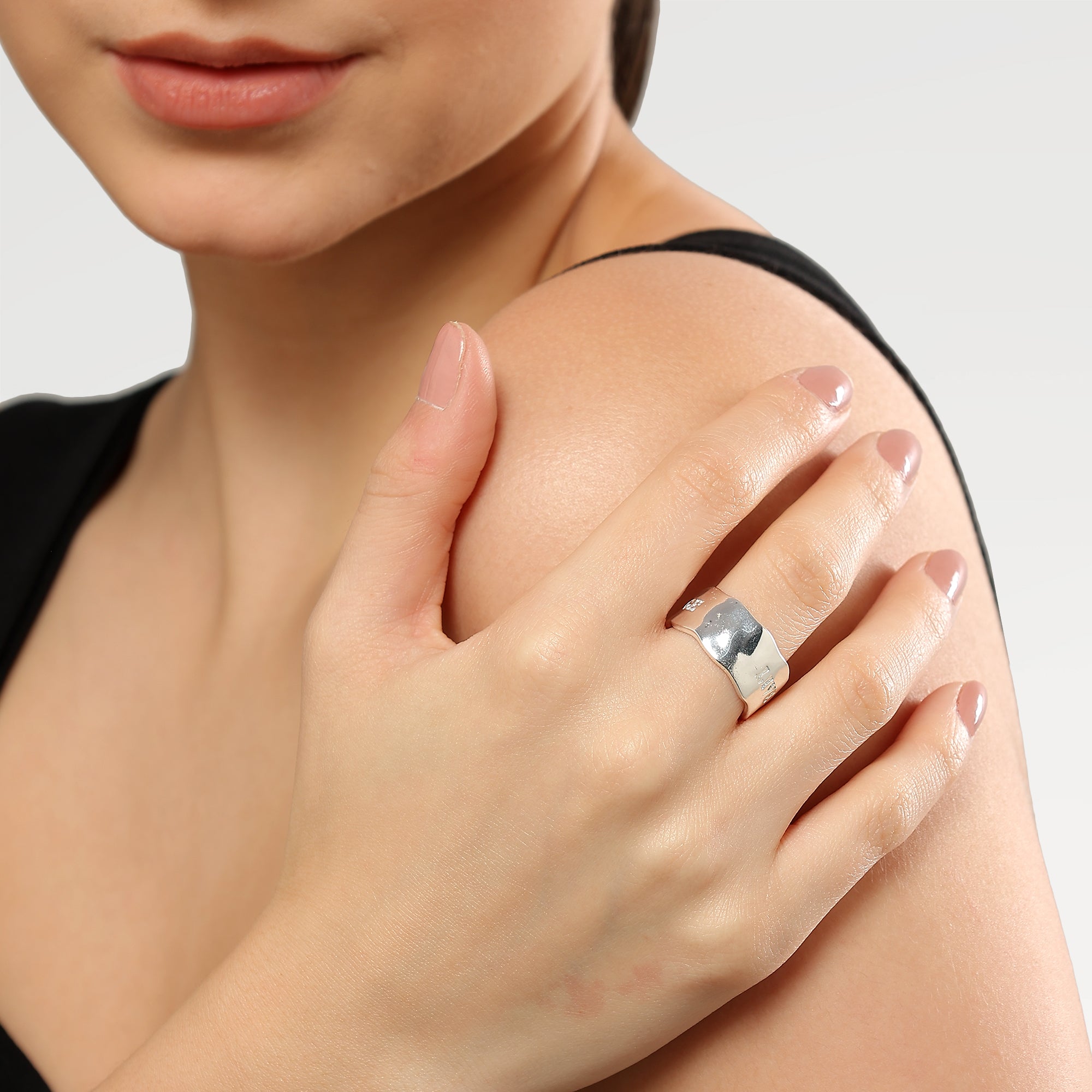 Silver Plated Plain Organic Shape Ring