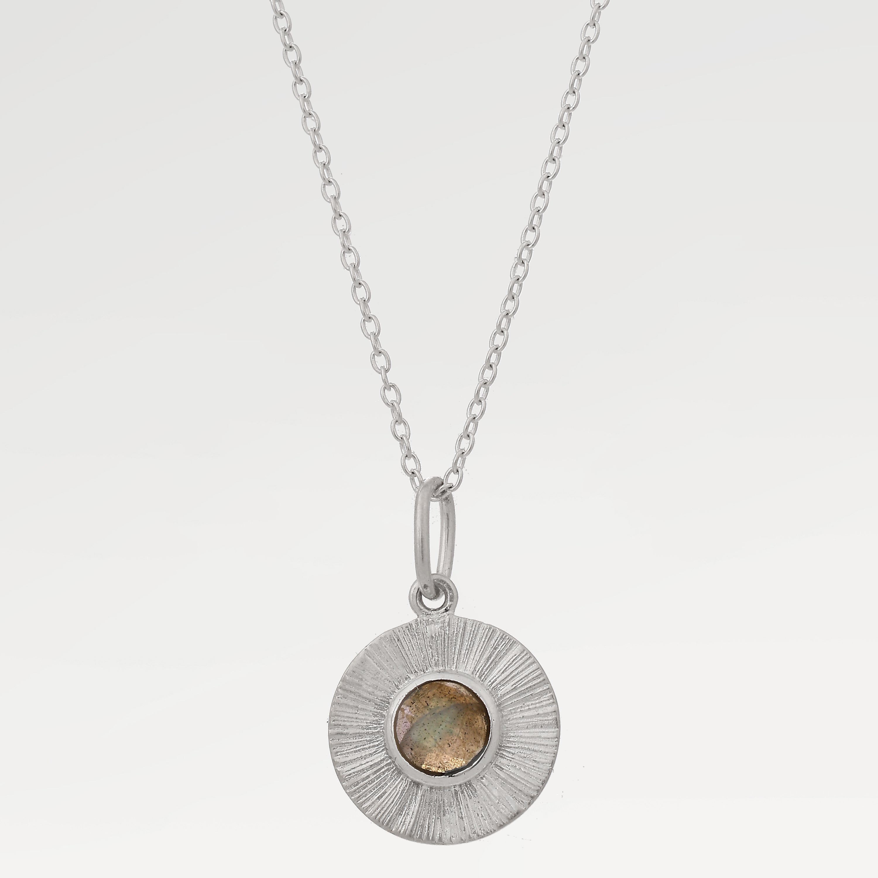 Lucy Silver Diamond Cut Labradorite Necklace
