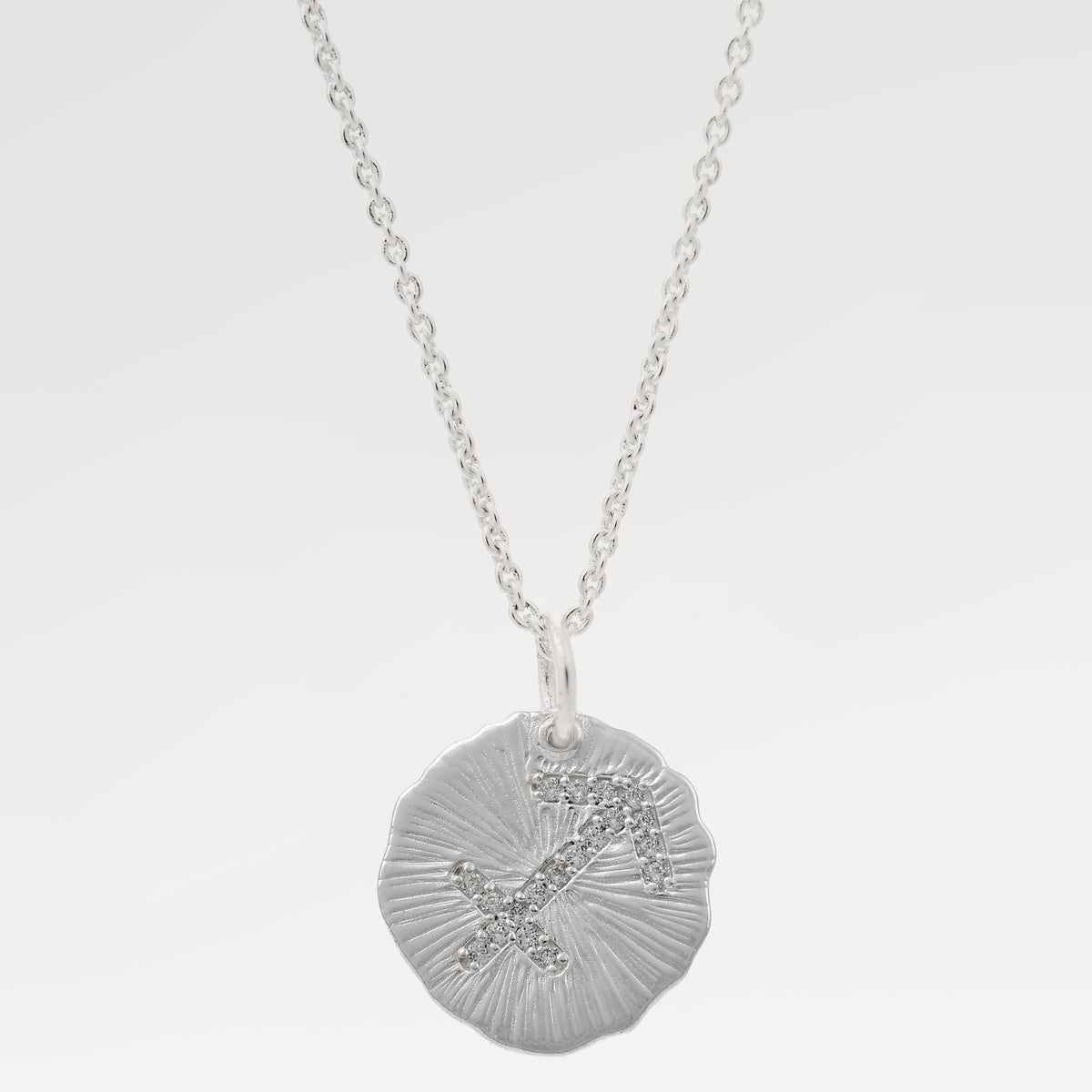 Plated Pave Birth Disk Slider Necklace with Round White Cubic Zirconia