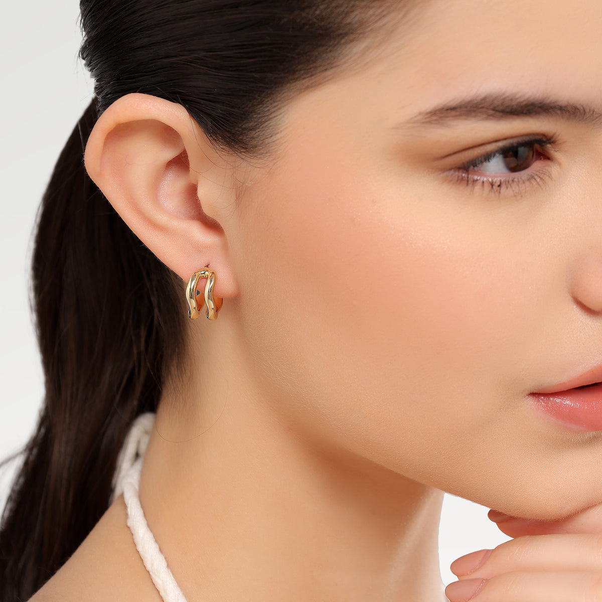 Zoe Gold Plated Minimal Huggies Earrings