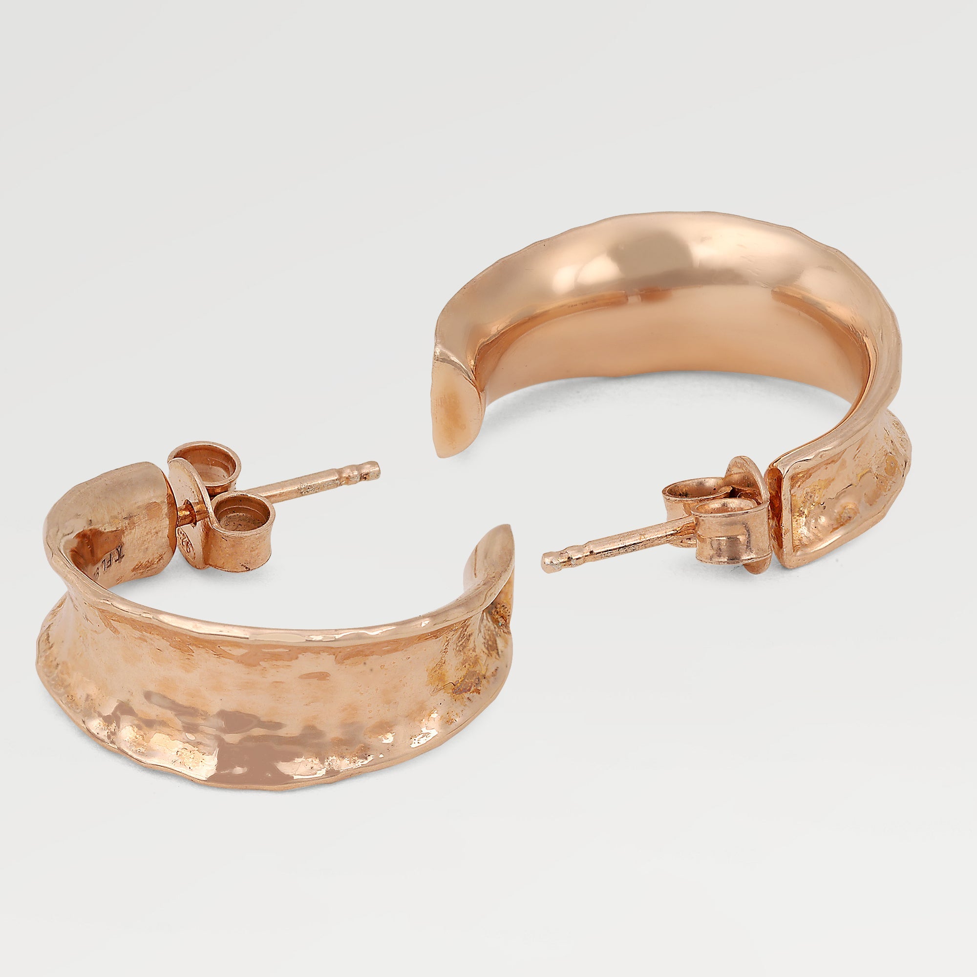 Kate Rose Gold Plated Hammered Hoop Earrings