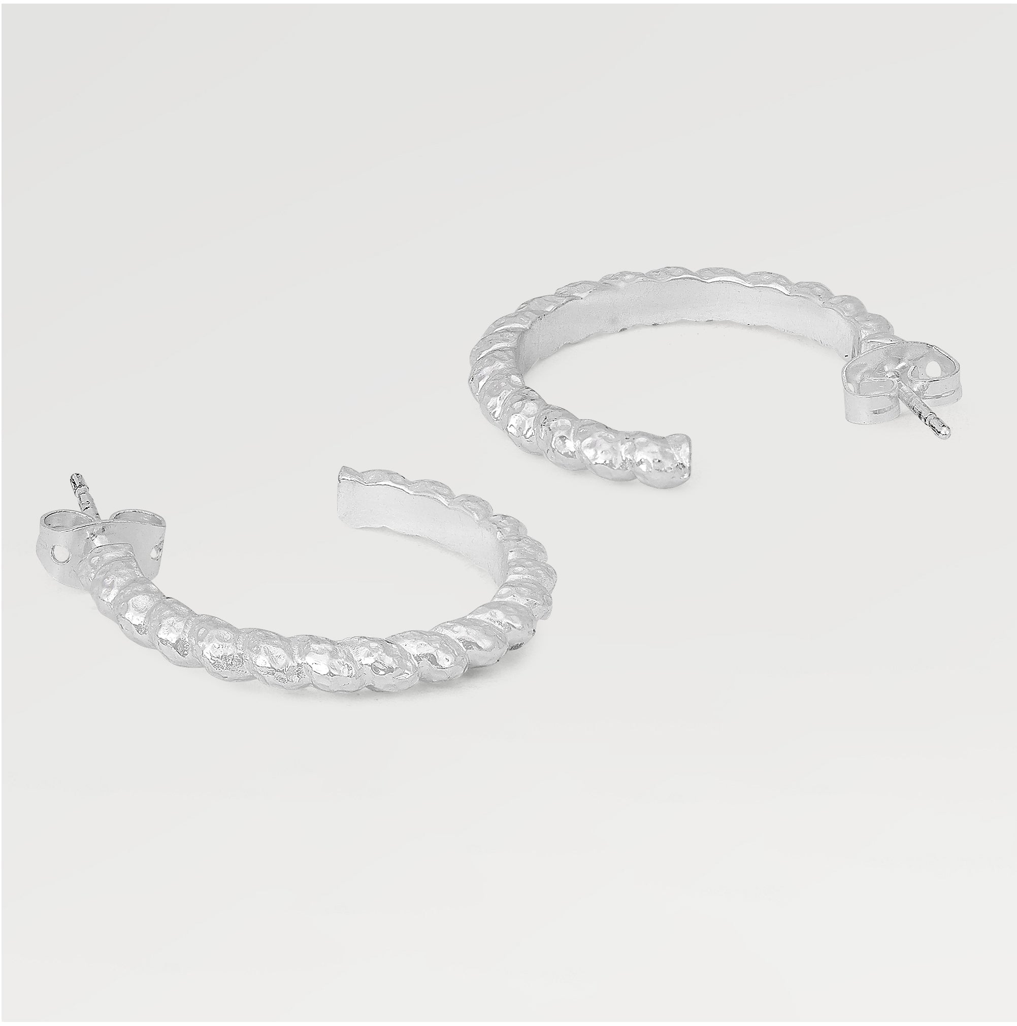 Ella Embossed Stud Hoop Earrings