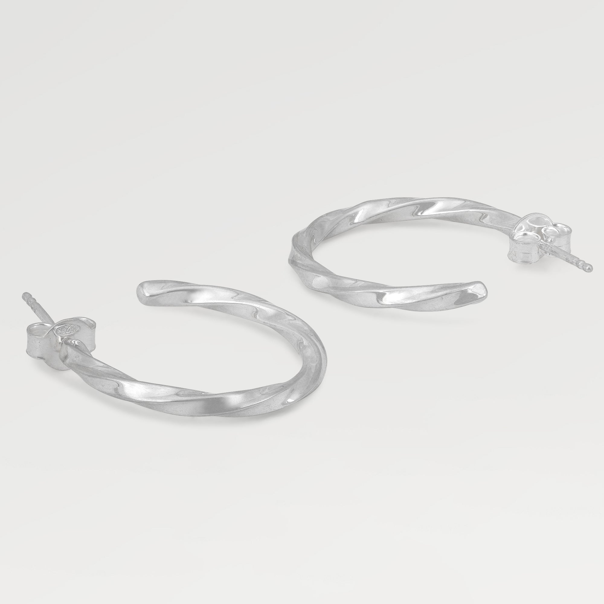 Grace Silver Twisted Hoop Stud Earrings