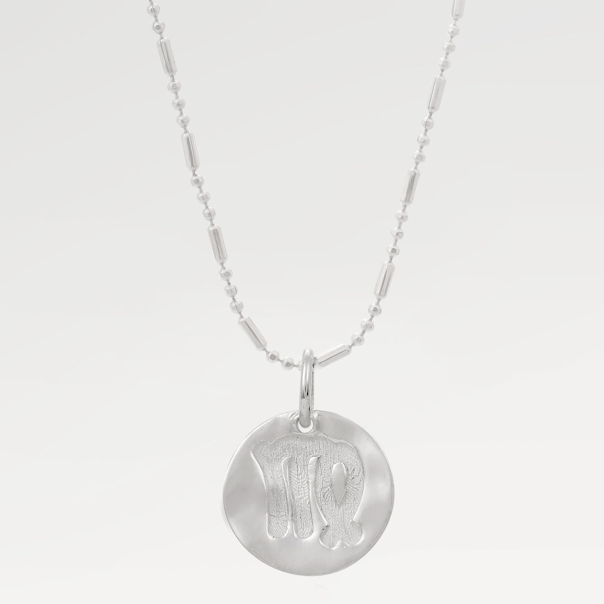 Silver Plated Plain Birth Disk Slider Necklace