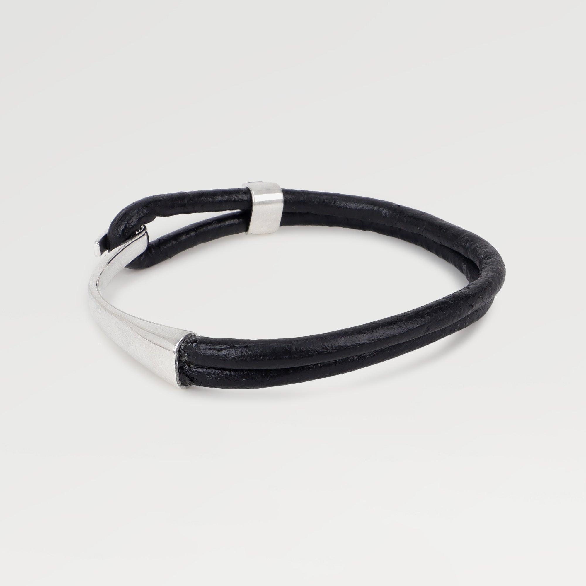 Nora Leather Double Line Hematite Bracelet