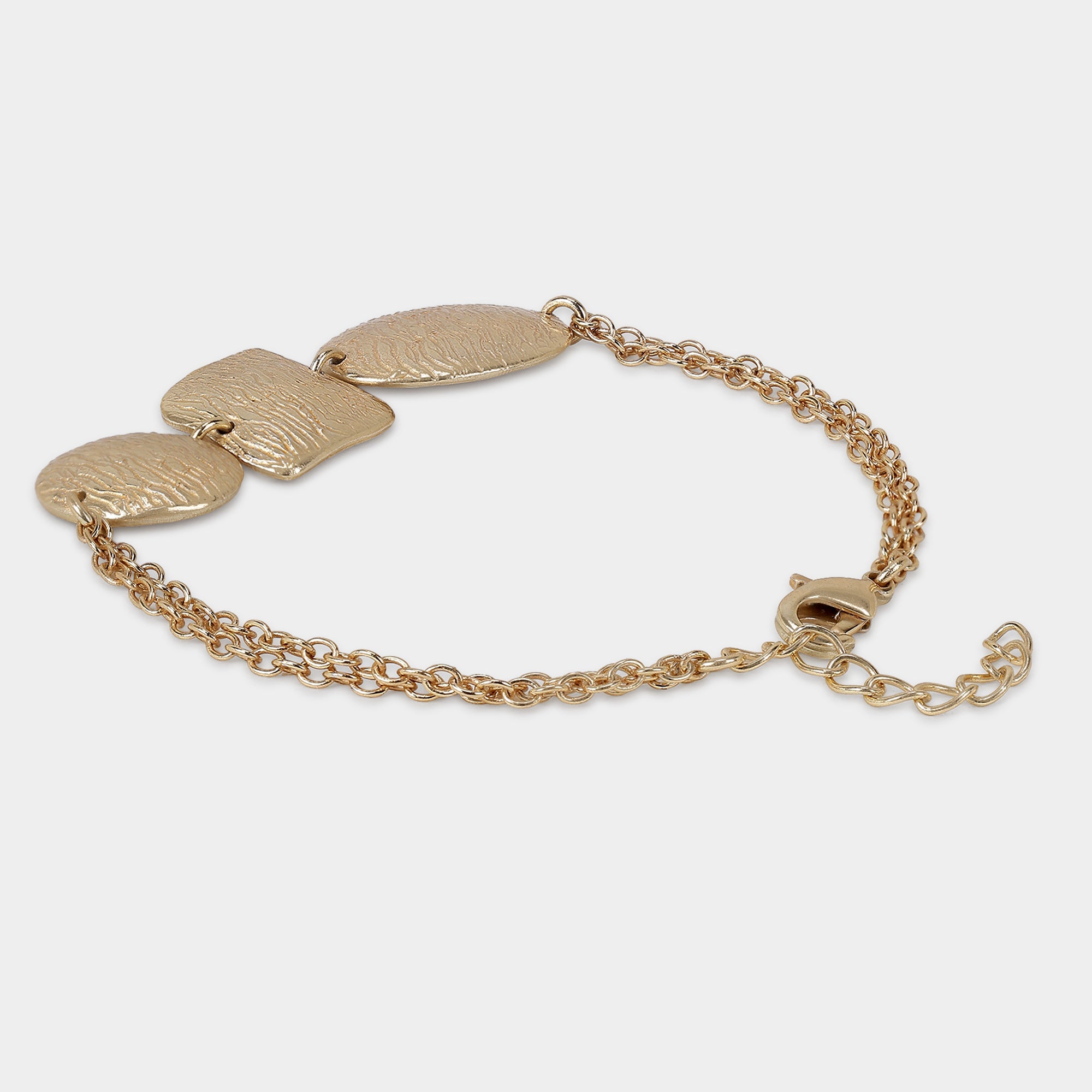 Ella Gold Plated Textured Double Chain Bracelet
