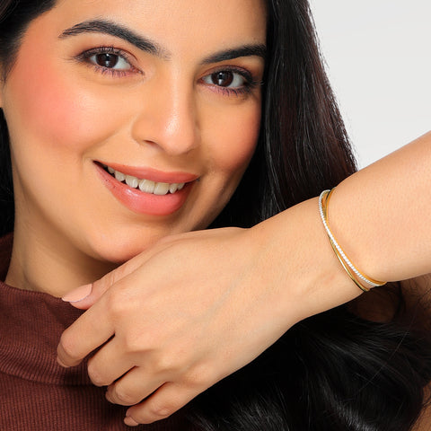 Hemi Silver Zirconia Bangle