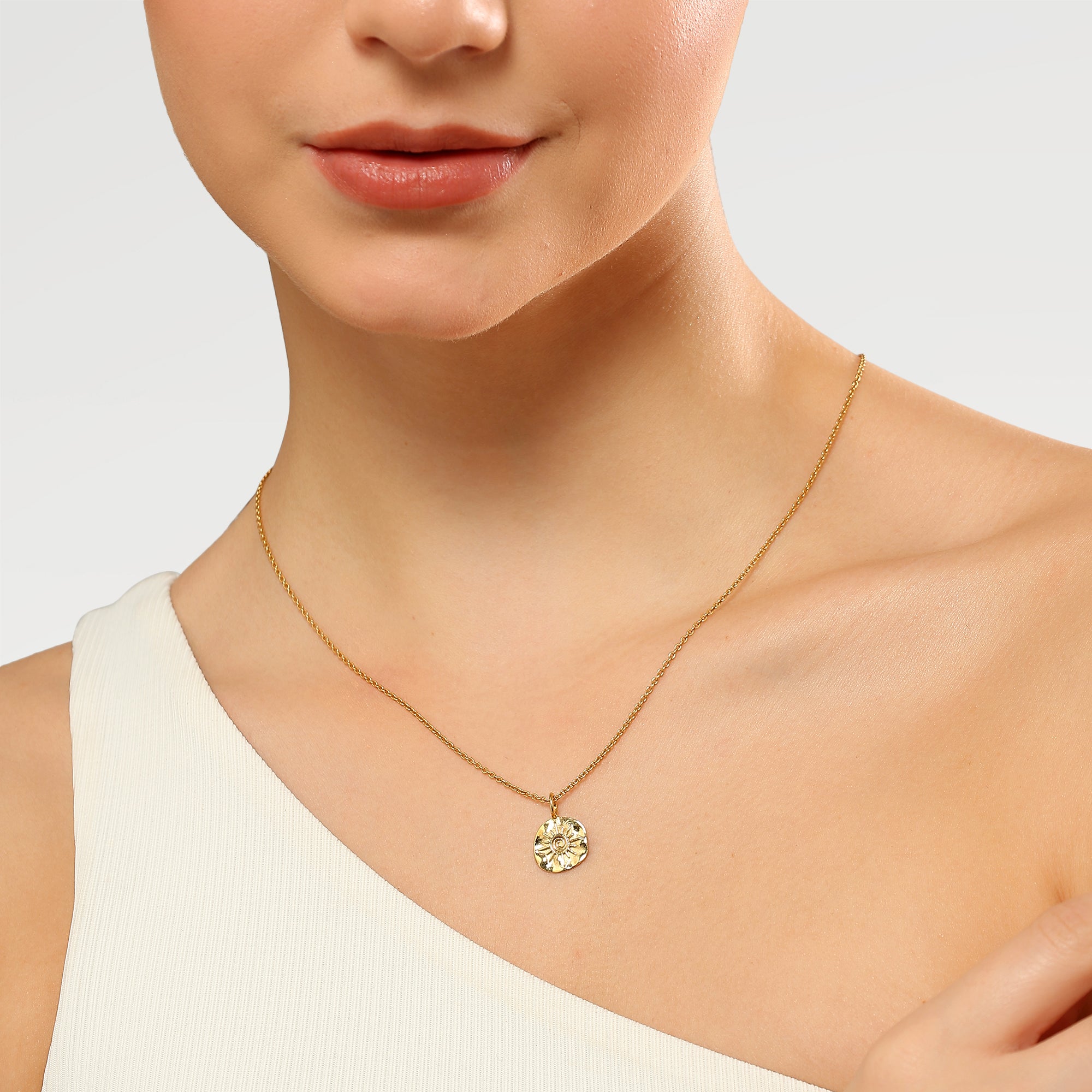 1 Micron Yellow Gold Plated Plain Organic Shape Sun Pendants