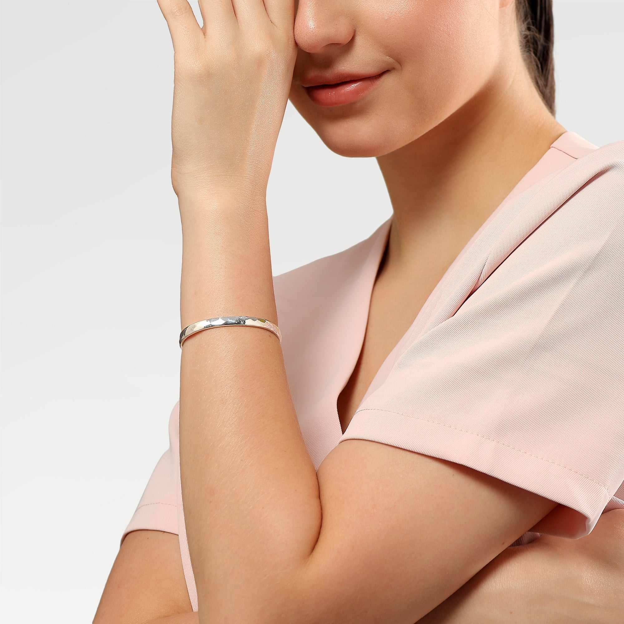 Ruby Hammered Texture Cuff Bangle