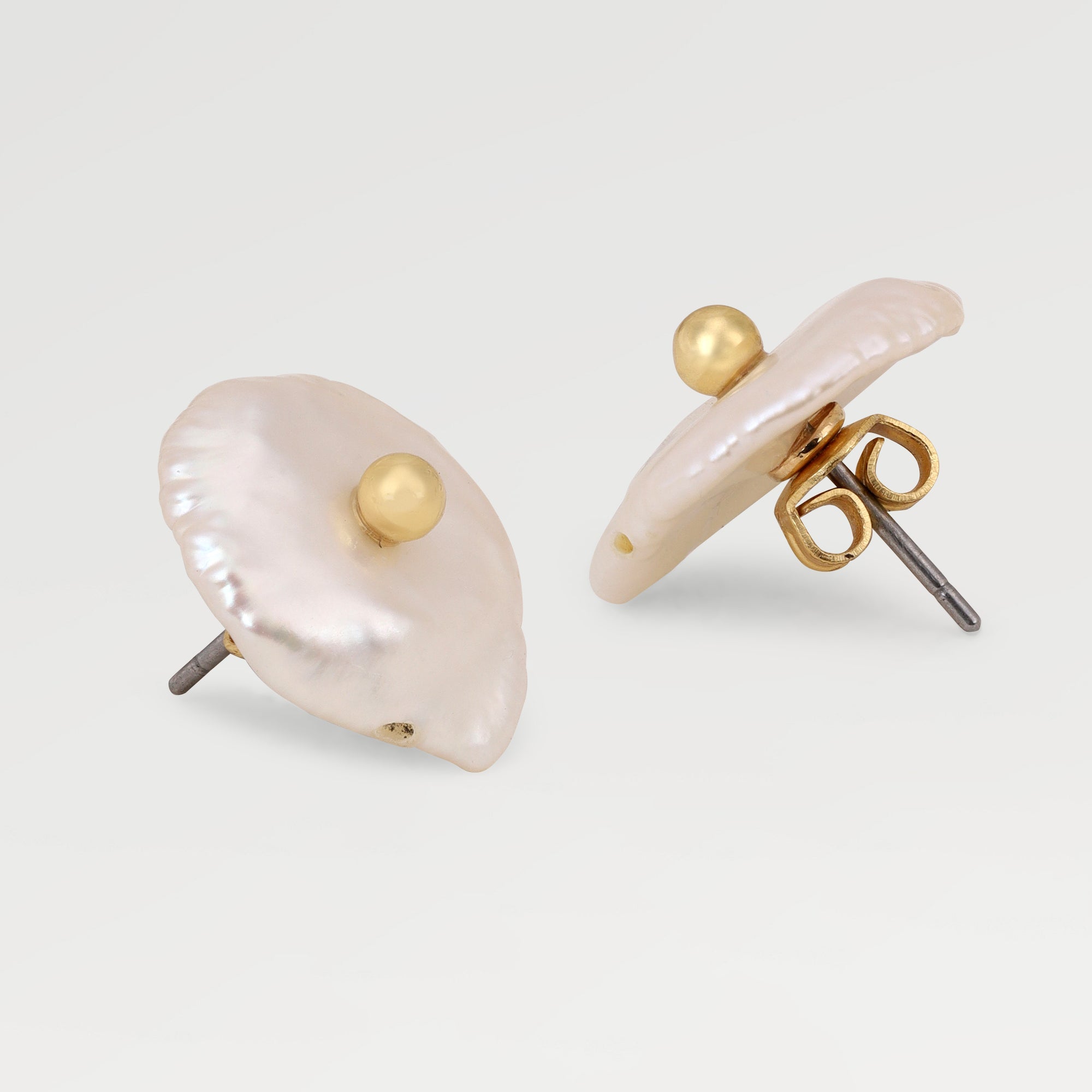 Mia Gold Plated Uncut Pearl Stud Earrings